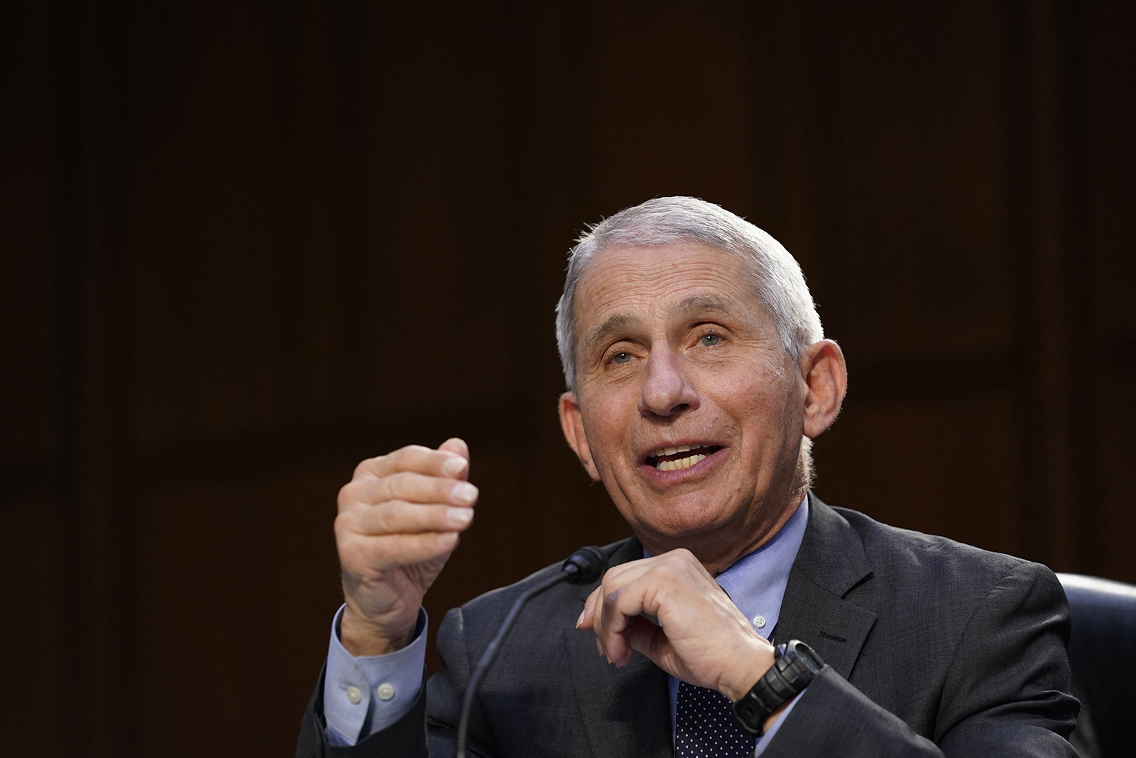 Dr. Anthony Fauci, head of the National Institute of Allergy and Infectious Diseases, testifies during a Senate Health, Education, Labor and Pensions Committee hearing on the federal coronavirus response on Capitol Hill in Washington, DC, on March 18.