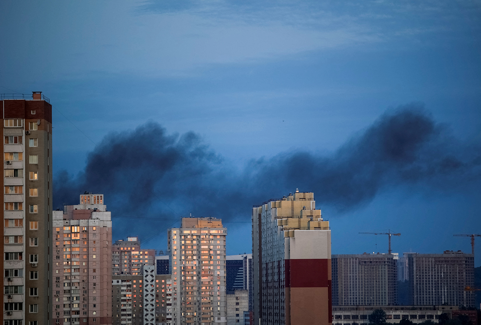 Smoke rises after a Russian missile strike, amid Russia's attack on Ukraine, in Kyiv, Ukraine on May 18.