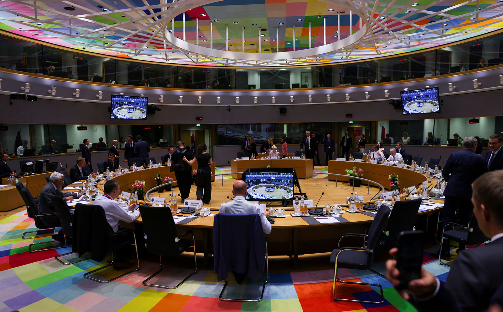 European Union leaders gather for a summit in Brussels on June 23.