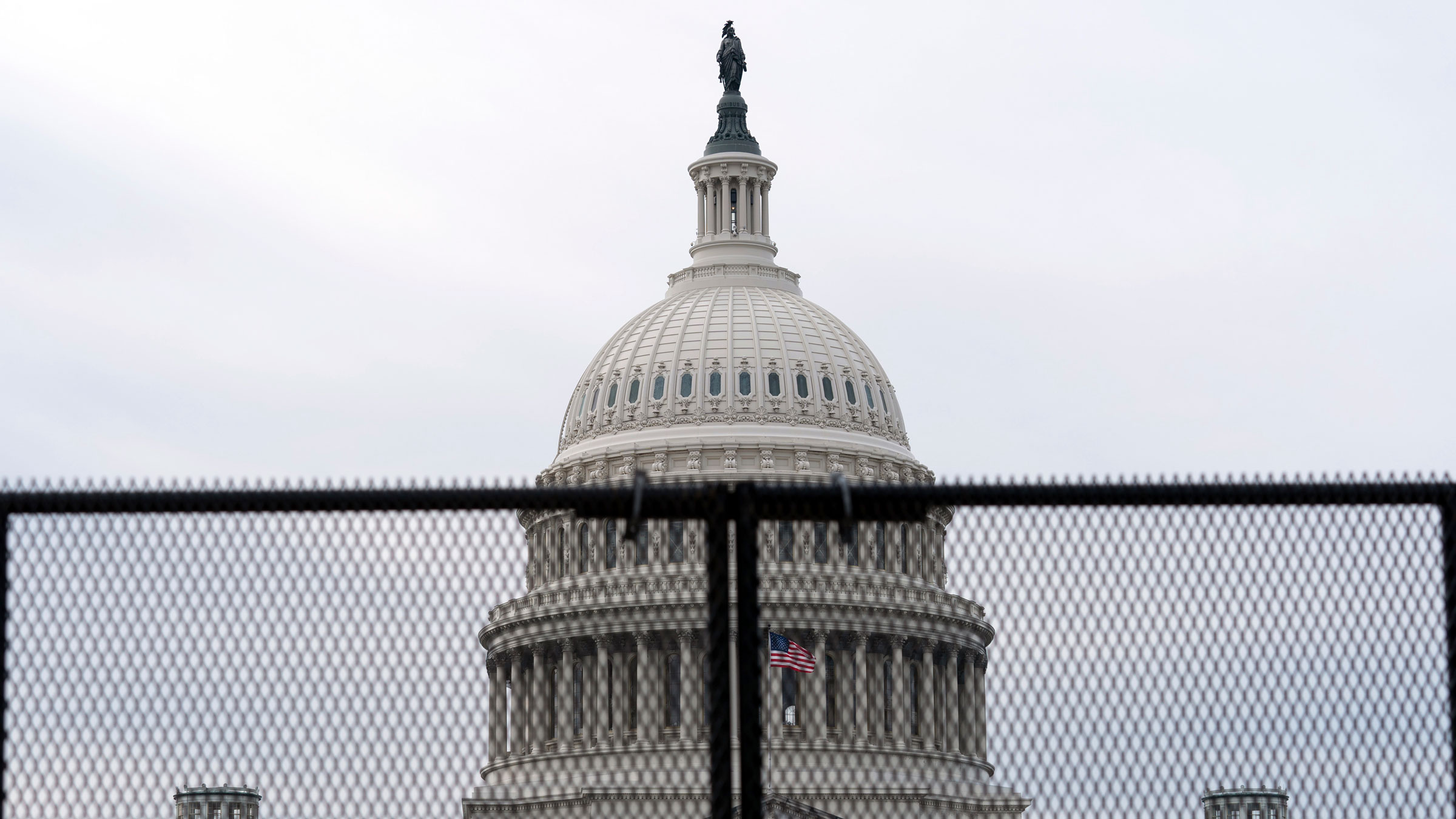 A newly installed perimeter fence is seen in front of the US Capitol on Tuesday.
