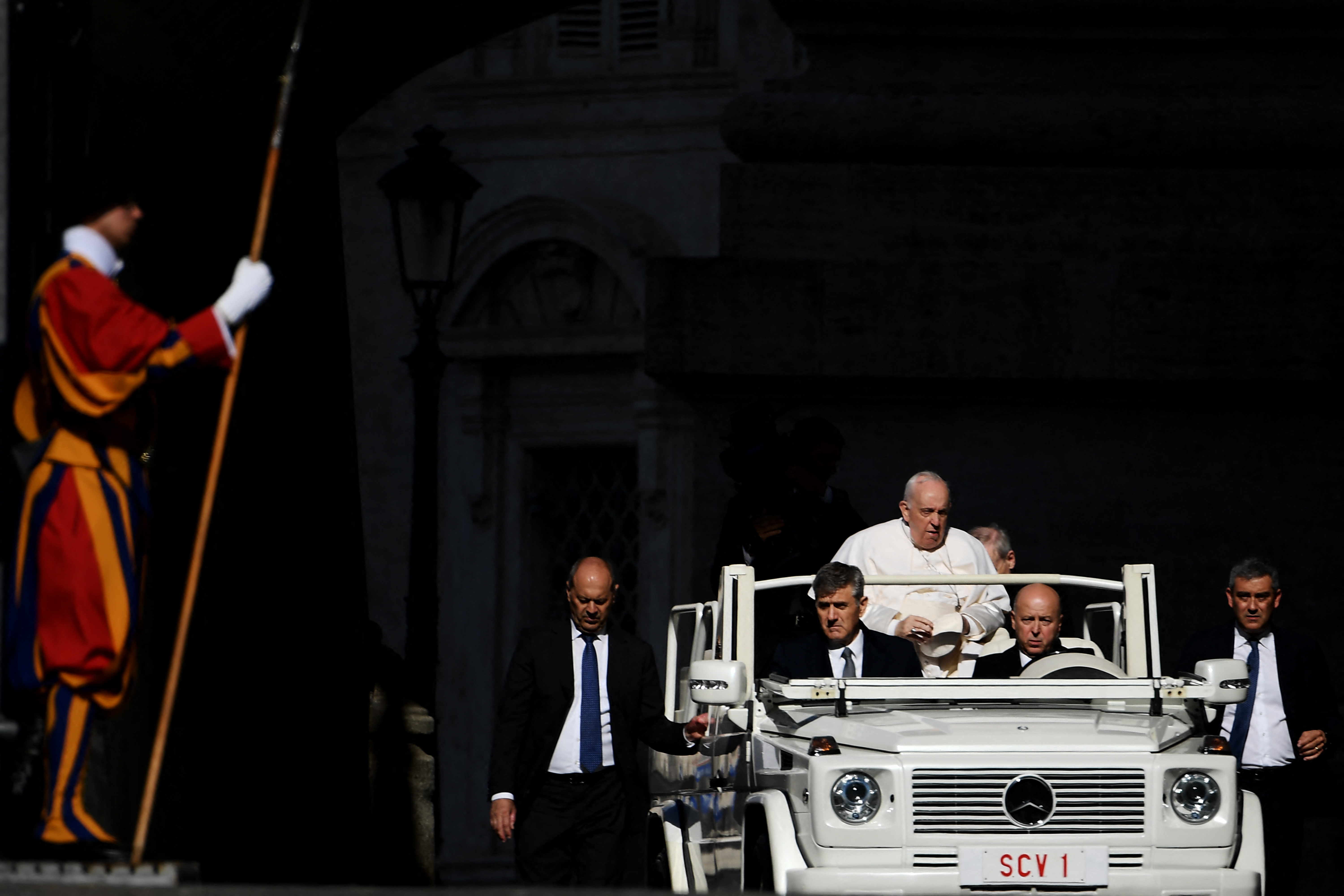 Pope Francis arrives to lead his weekly general audience in St. Peter's Square at the Vatican on June 1. 