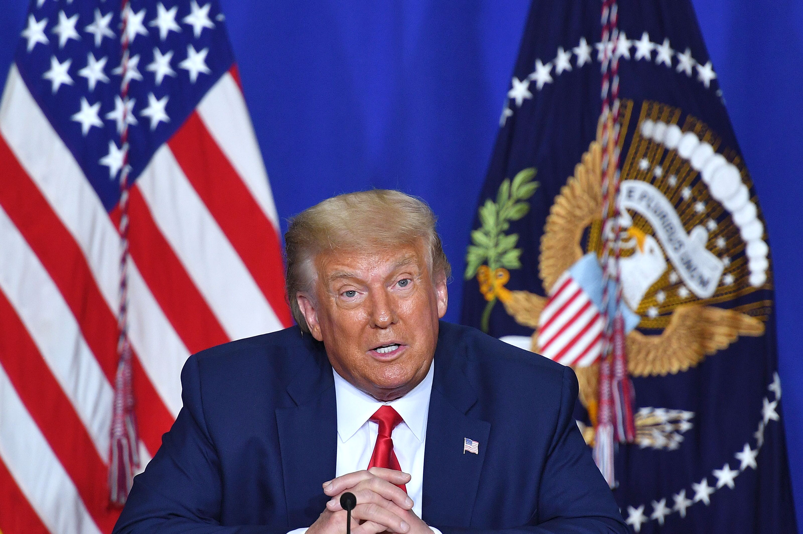 President Donald Trump speaks during a roundtable discussion on community safety on September 1 in Kenosha, Wisconsin.