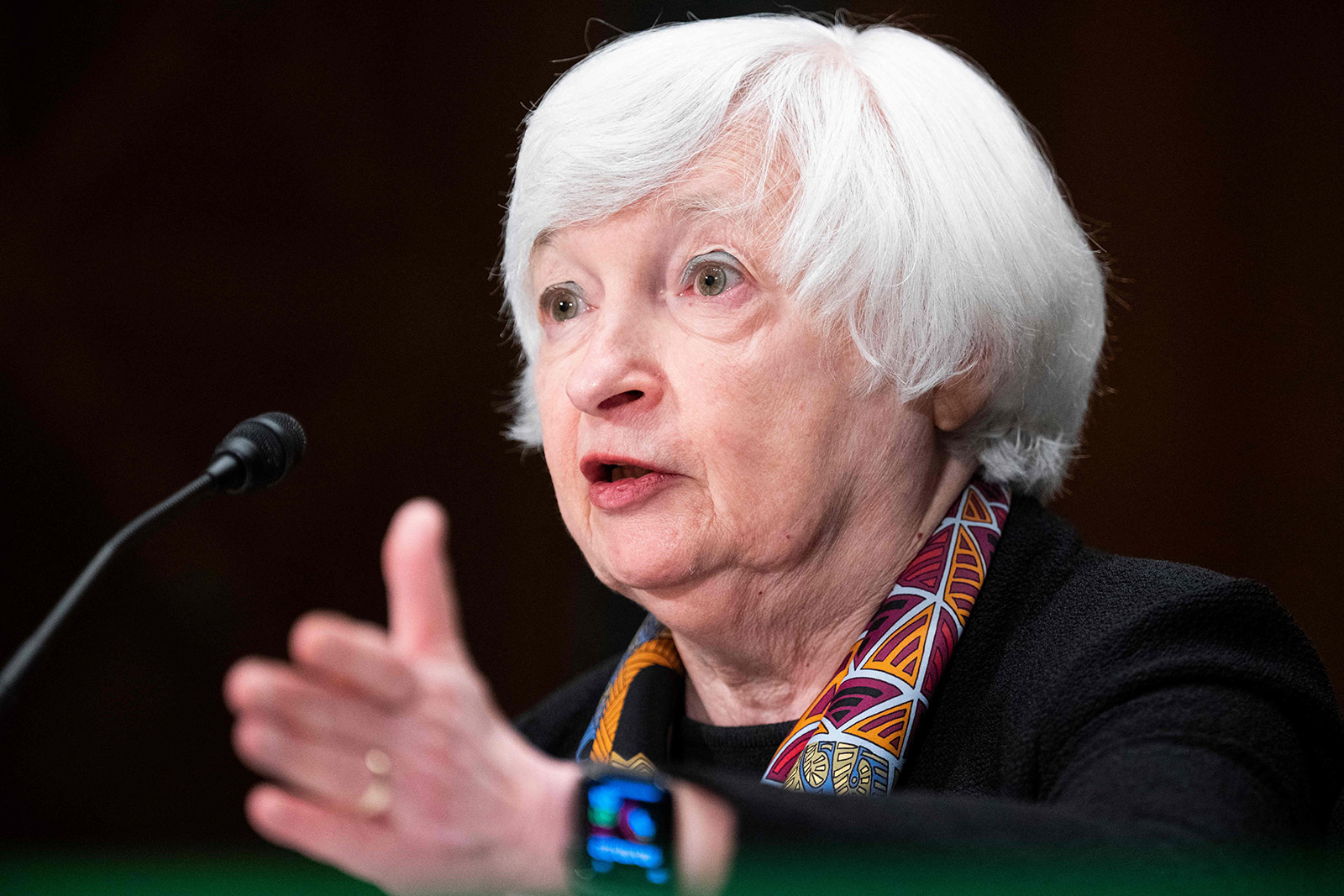 US Treasury Secretary Janet Yellen testifies before the Senate Banking, Housing and Urban Affairs Committee on Tuesday.