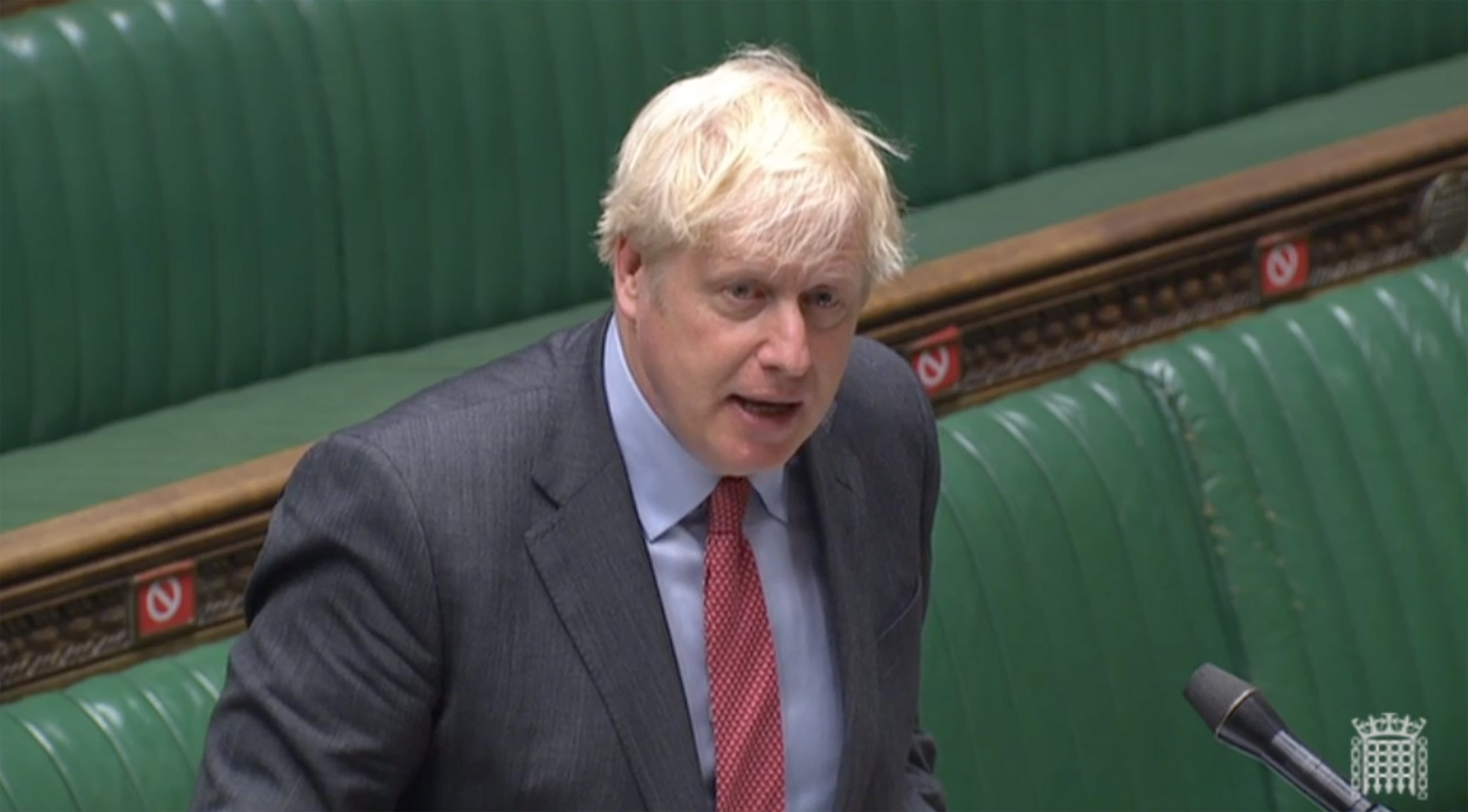 British Prime Minister Boris Johnson speaks in Parliament in London, on Tuesday.