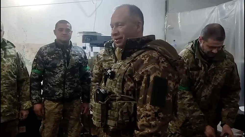 Colonel-General Oleksandr Syrskyi posted a video on his official Telegram account on Wednesday reportedly showing him Bakhmut.