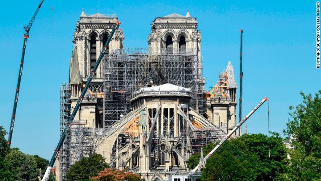 Notre-Dame cathedral undergoes reconstruction works after it was damaged by a huge fire in April.