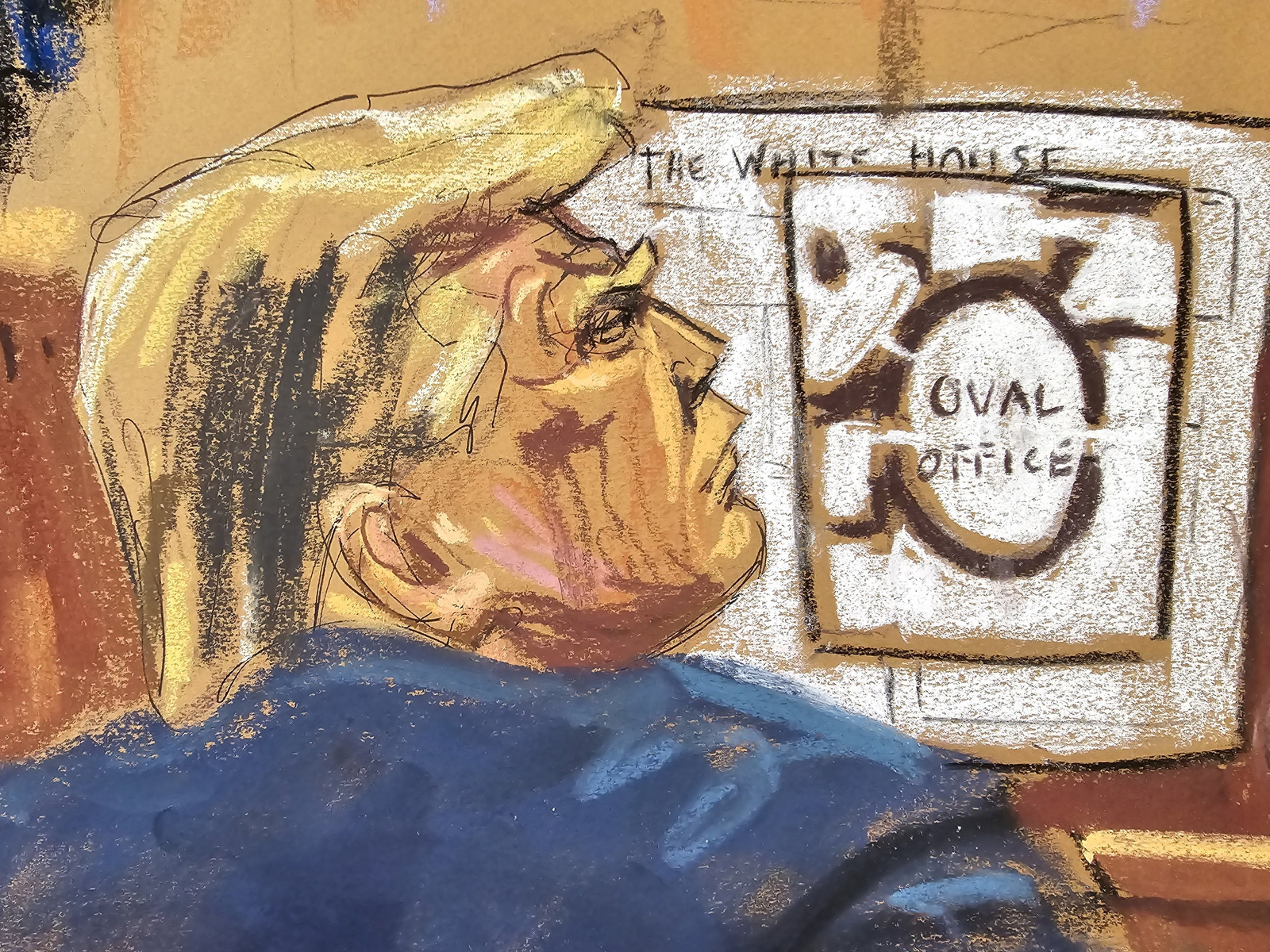 Former President Donald Trump observes as Madeleine Westerhout, a former employee of Donald Trump in the White House, testifies in the Trump hush money criminal trial on May 9.