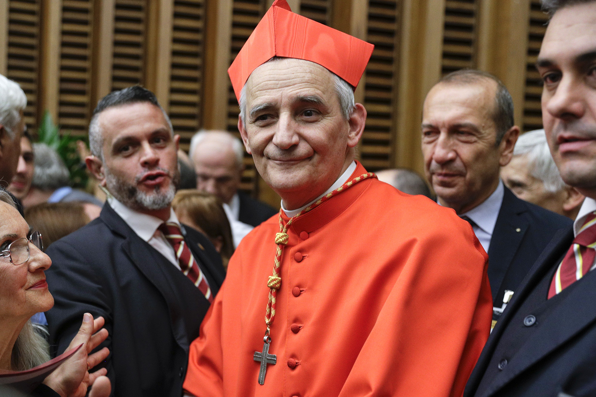 Cardinal Matteo Maria Zuppi poses for photographers after he was elevated to cardinal by Pope Francis, at the Vatican, on October 5, 2019. 