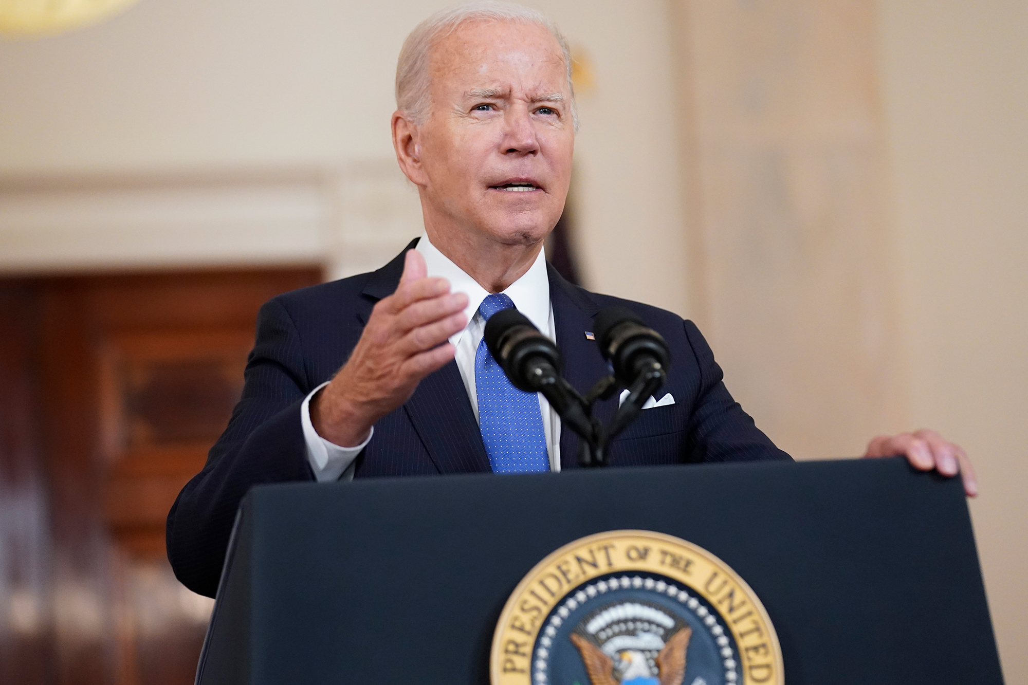 President Joe Biden speaks at the White House in Washington, on Friday, June 24, after the Supreme Court overturned Roe v. Wade. 