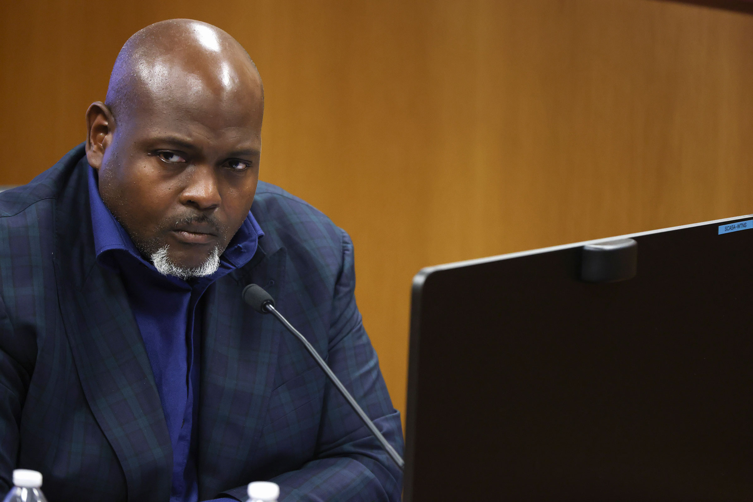 Witness Terrence Bradley looks on from the witness stand during a hearing in the case of the State of Georgia v. Donald John Trump at the Fulton County Courthouse on February 16, in Atlanta, Georgia.
