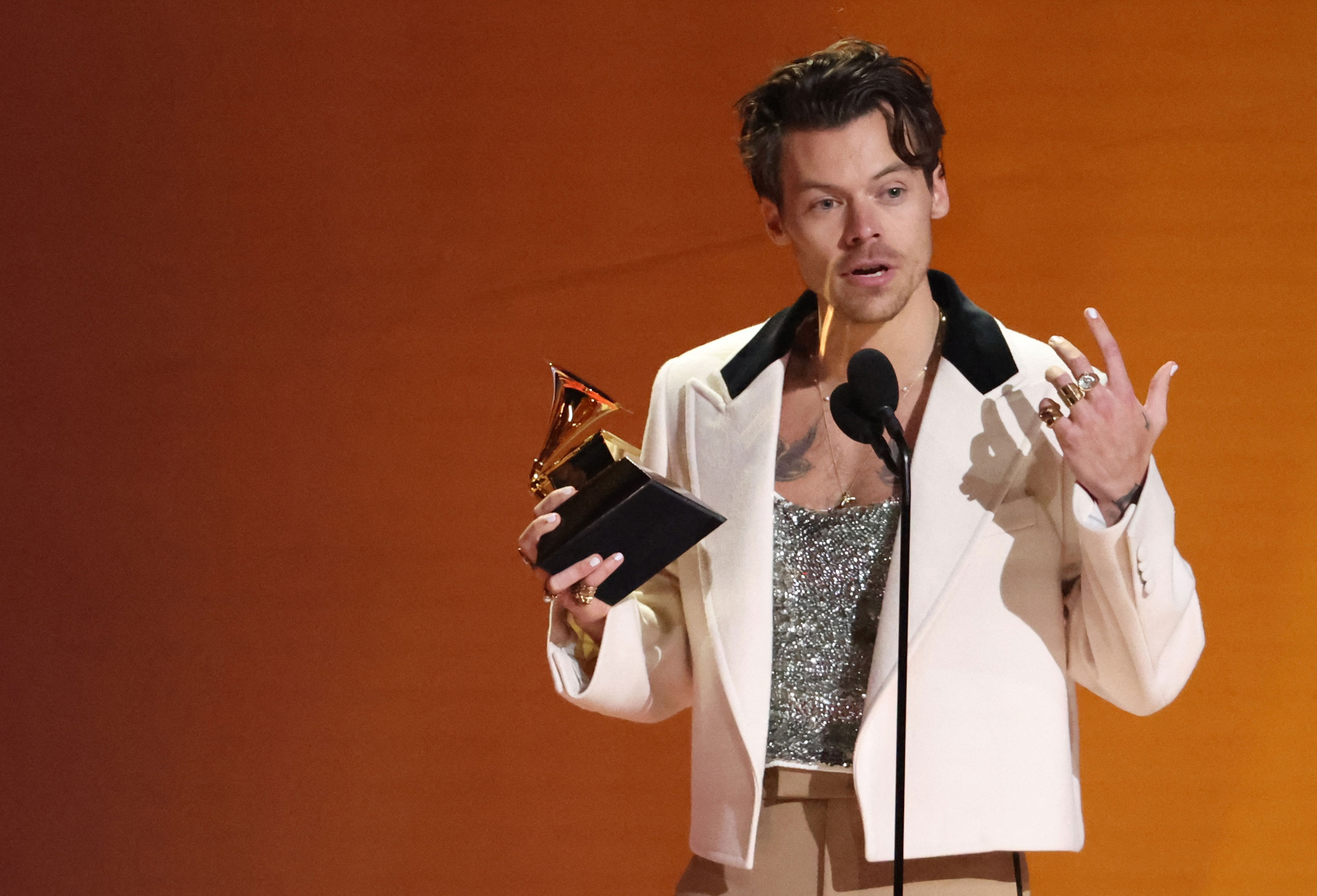 Harry Styles accepts the Best Pop Vocal Album award for "Harry's House." 