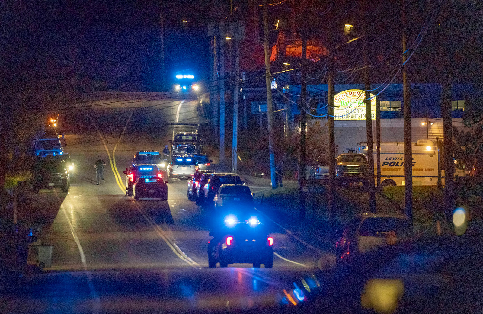 Police respond to an active shooter situation in Lewiston, Maine, Wednesday, October 25.