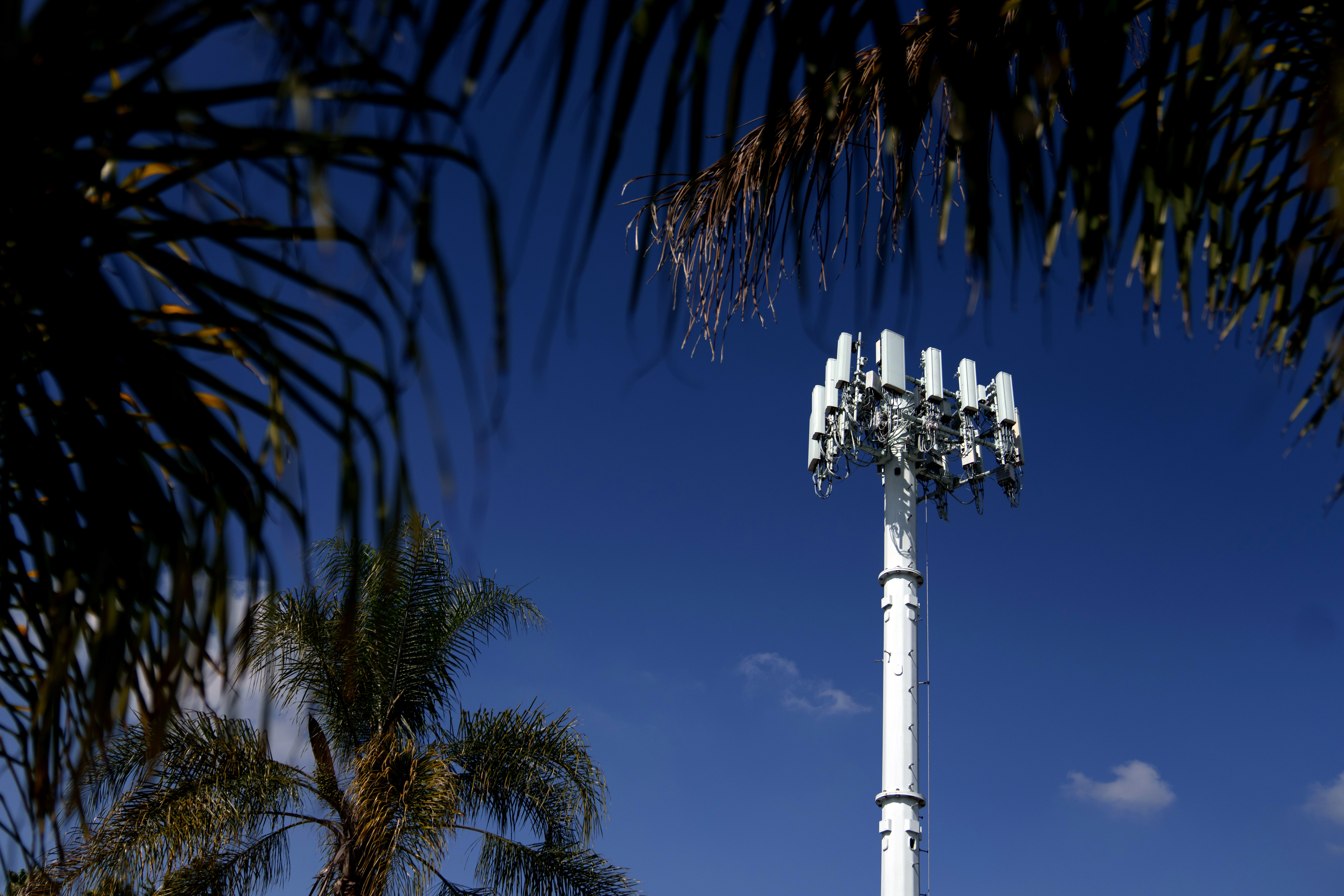 A cell tower in Los Angeles is pictured on February 22.