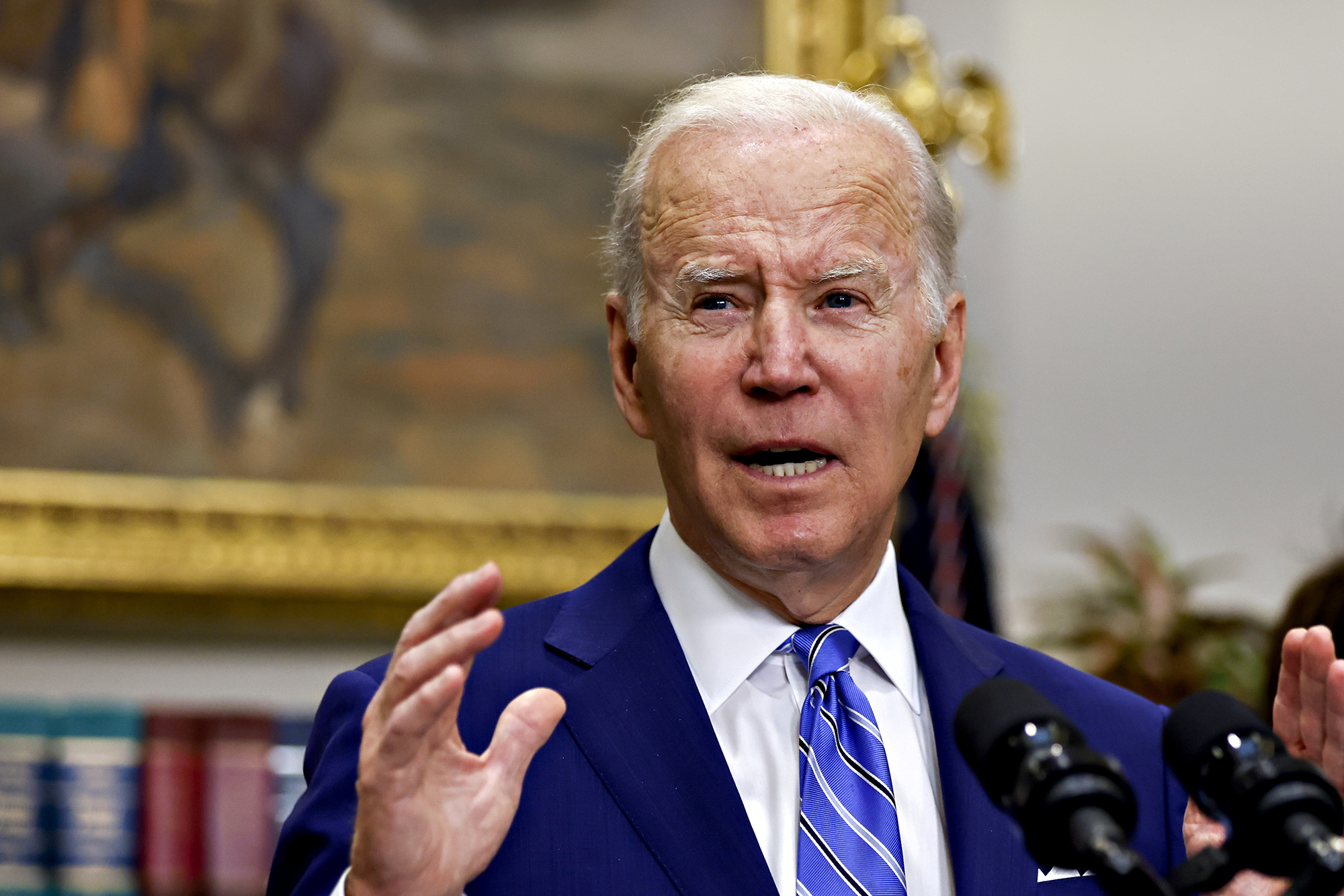 US President Joe Biden delivers remarks at the White House in Washington, DC, on May 4. 
