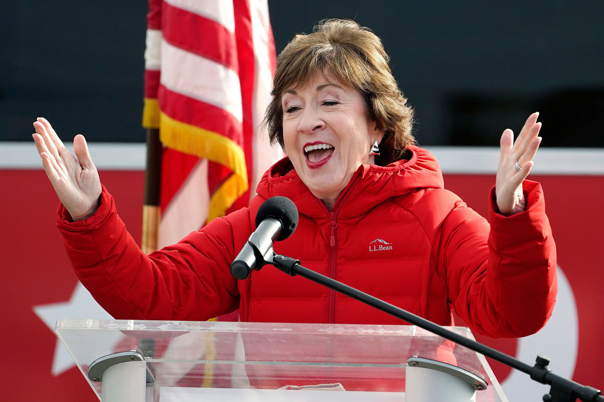 Republican Sen. Susan Collins speaks on November 4 in Bangor, Maine.