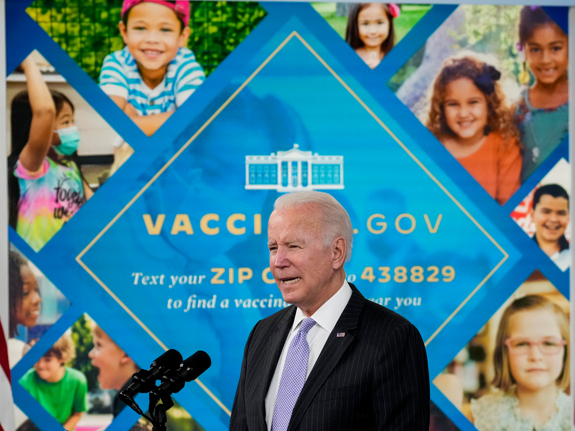 President Joe Biden speaks on the authorization of the Covid-19 vaccine for children aged 5 to 11, in Washington, DC on November 3. 