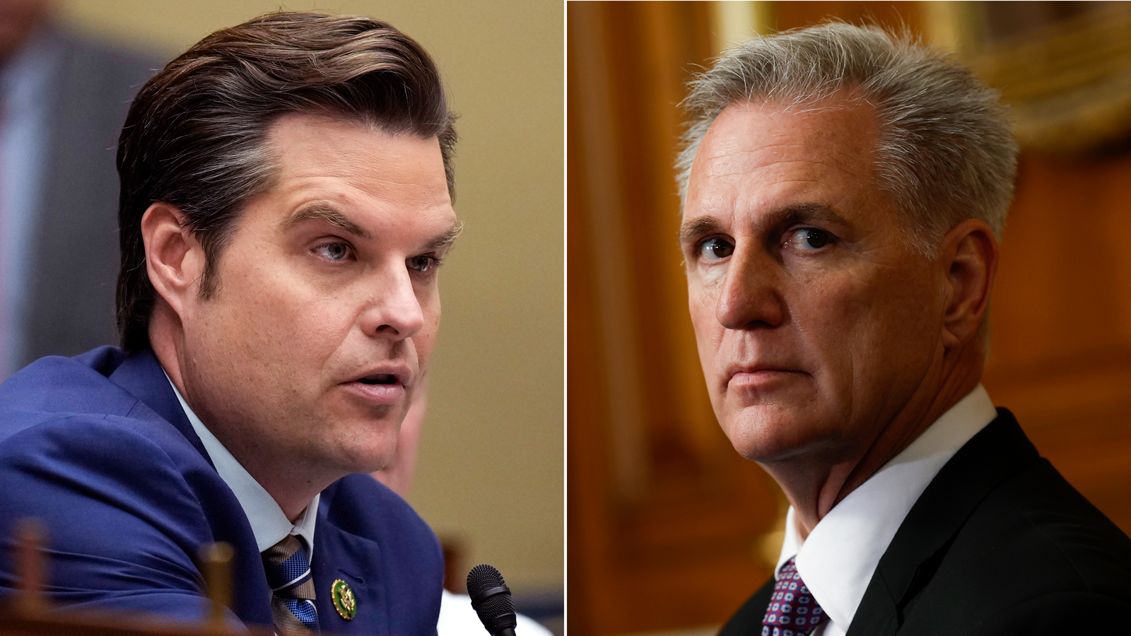 Rep. Matt Gaetz and House Speaker Kevin McCarthy.