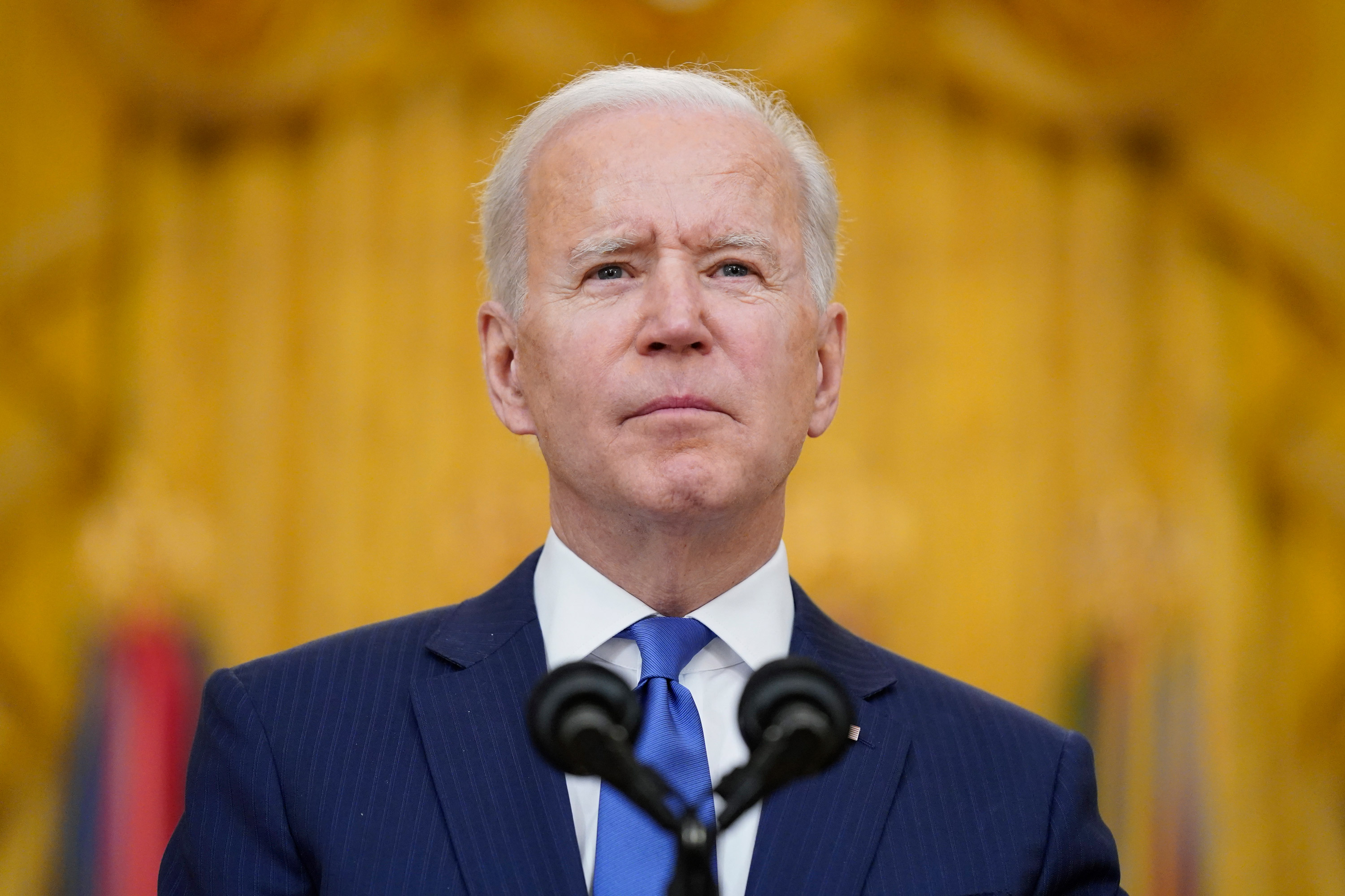 President Joe Biden speaks during an event in the East Room of the White House in Washington, DC, on March 8.