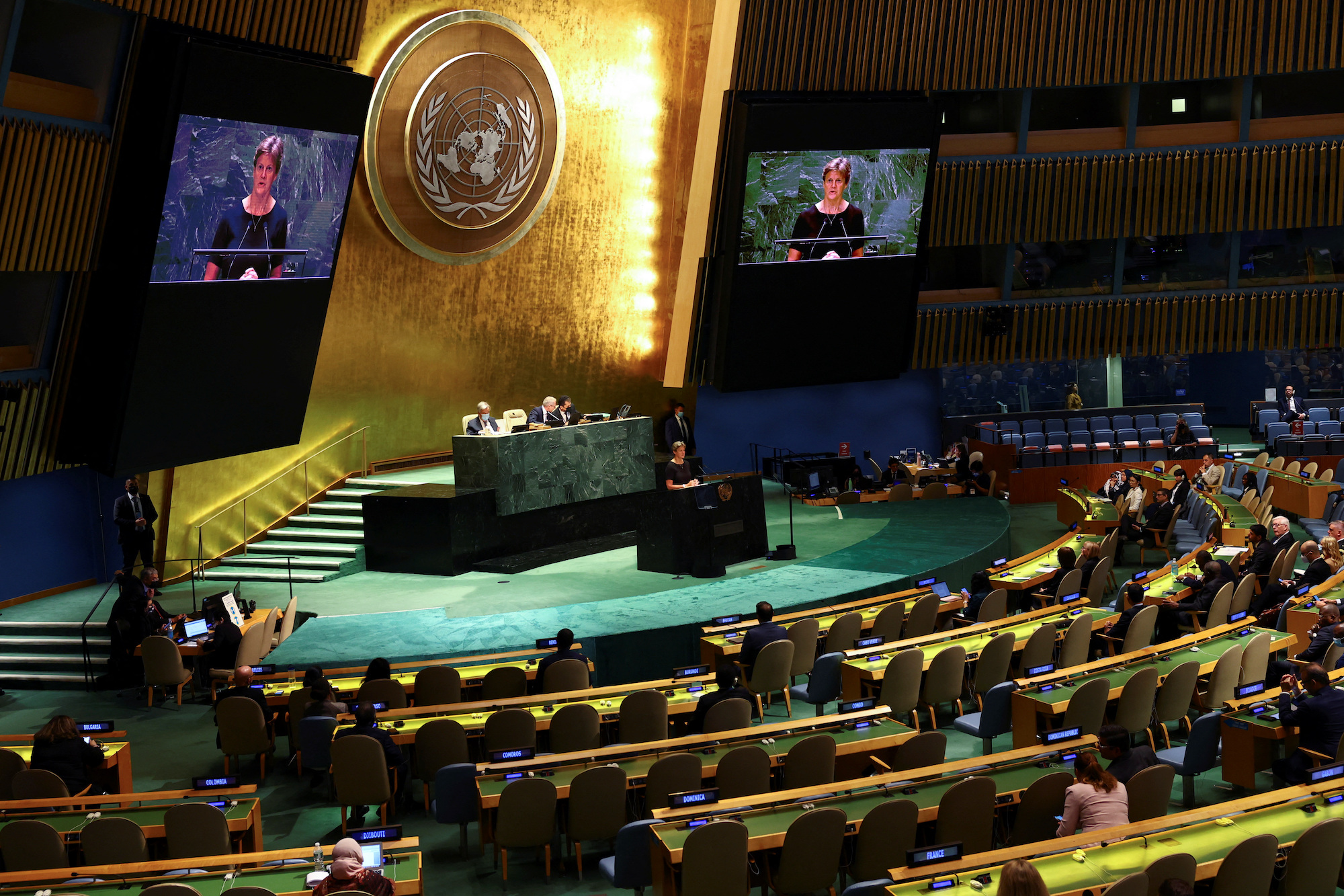 The U.N. General Assembly meets during a special session at the U.N. headquarters in New York City on September 15.