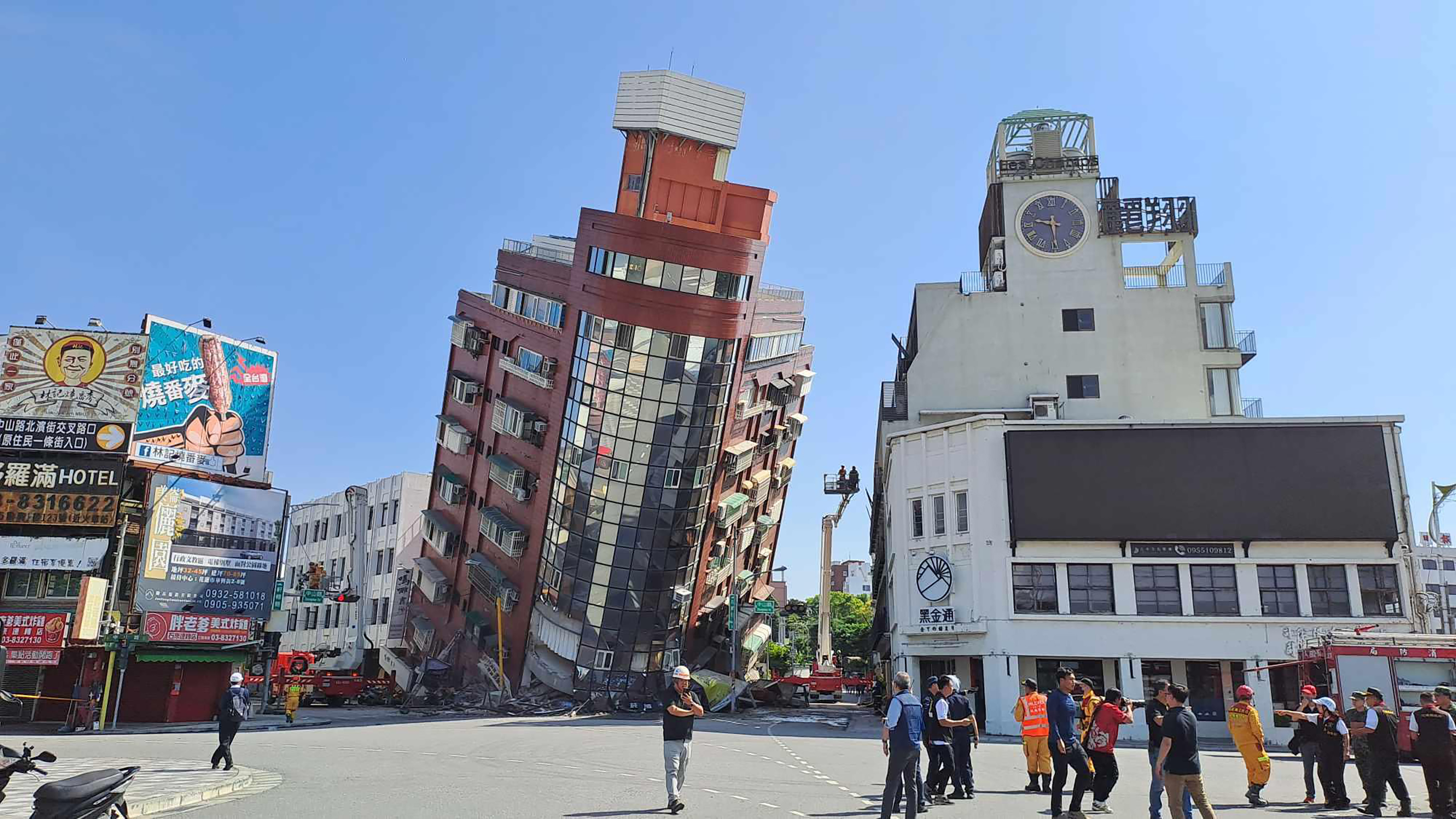 A building in Hualien County, Taiwan, partially collapsed after a powerful earthquake rocked the island on April 3.