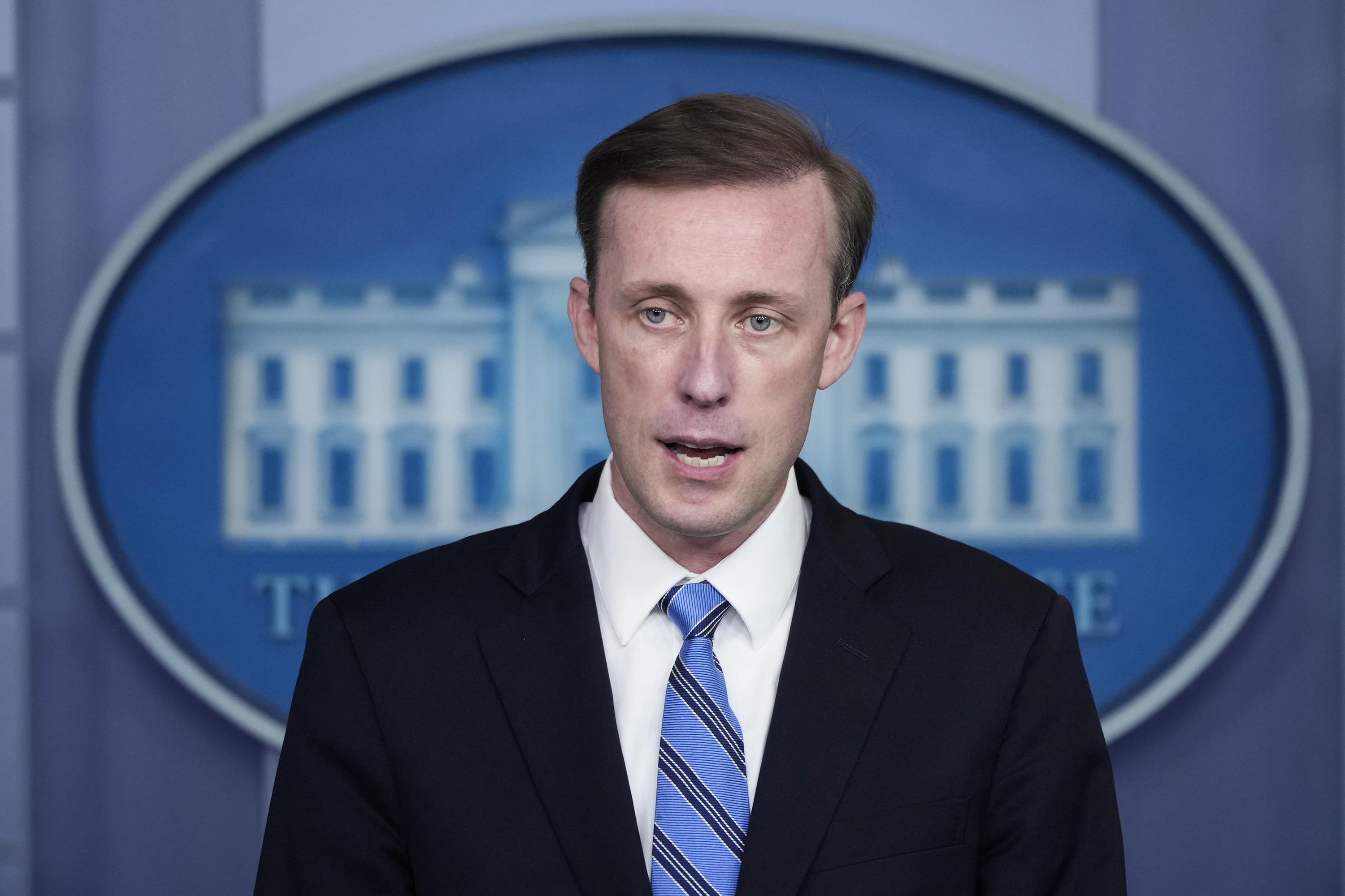 White House National Security Advisor Jake Sullivan is pictured during a press briefing at the White House on August 23. 