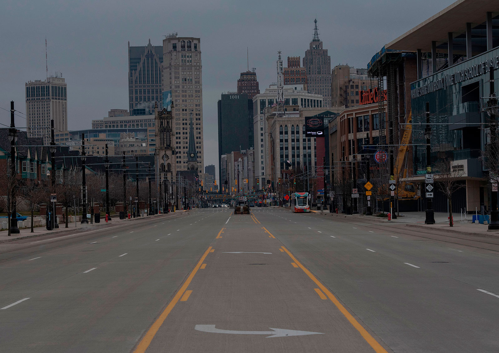 A nearly empty street in Detroit, Michigan, on March 24.