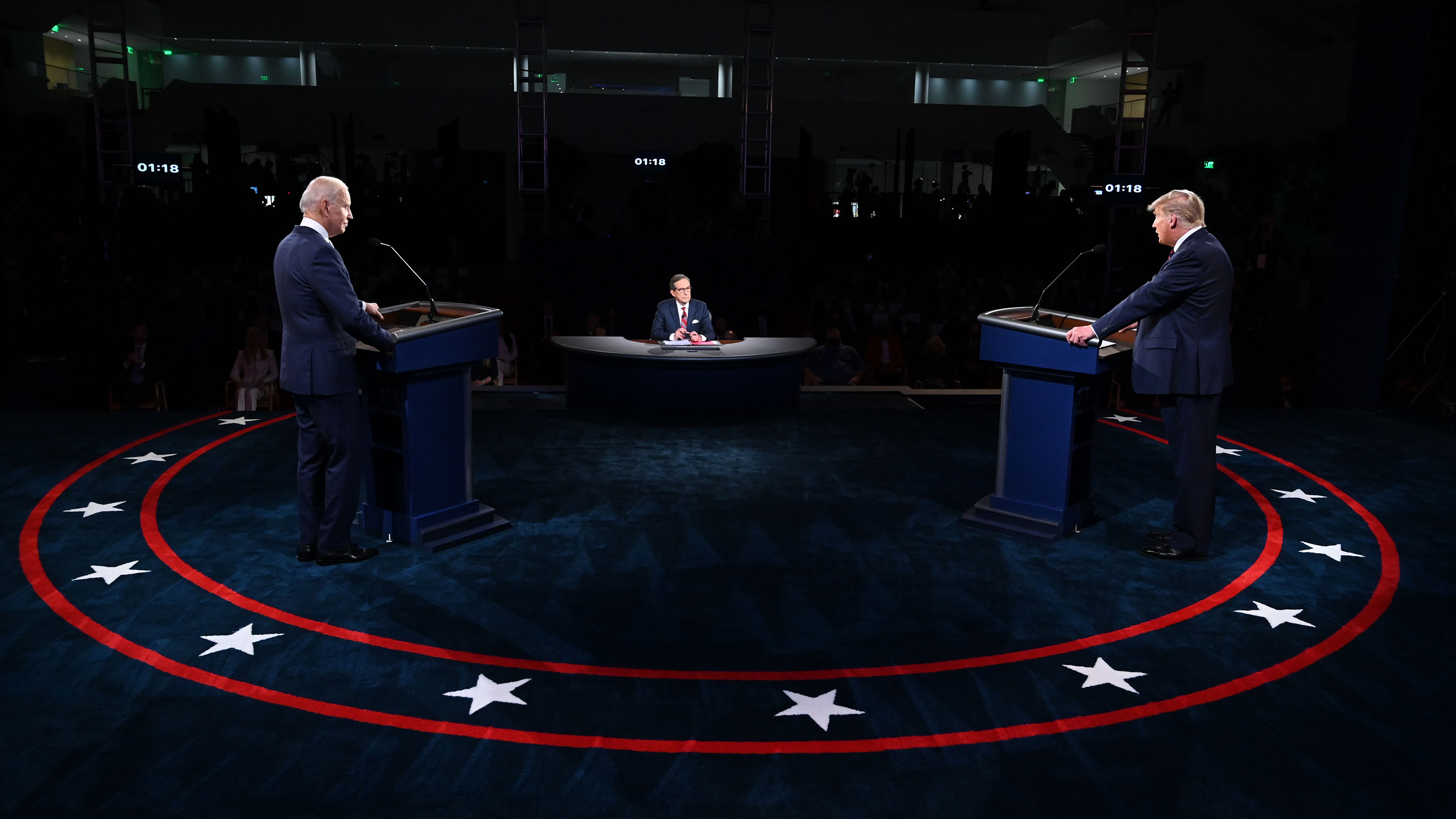 President Donald Trump and Democratic presidential nominee Joe Biden participate in the first presidential debate on September 29 in Cleveland, Ohio.