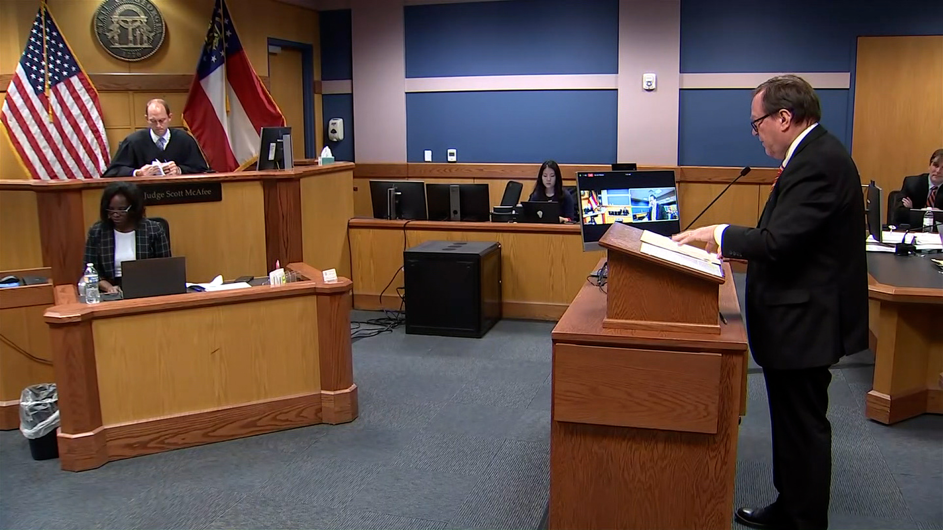 Attorney Craig Gillen speaks during the hearing in Atlanta on Thursday.