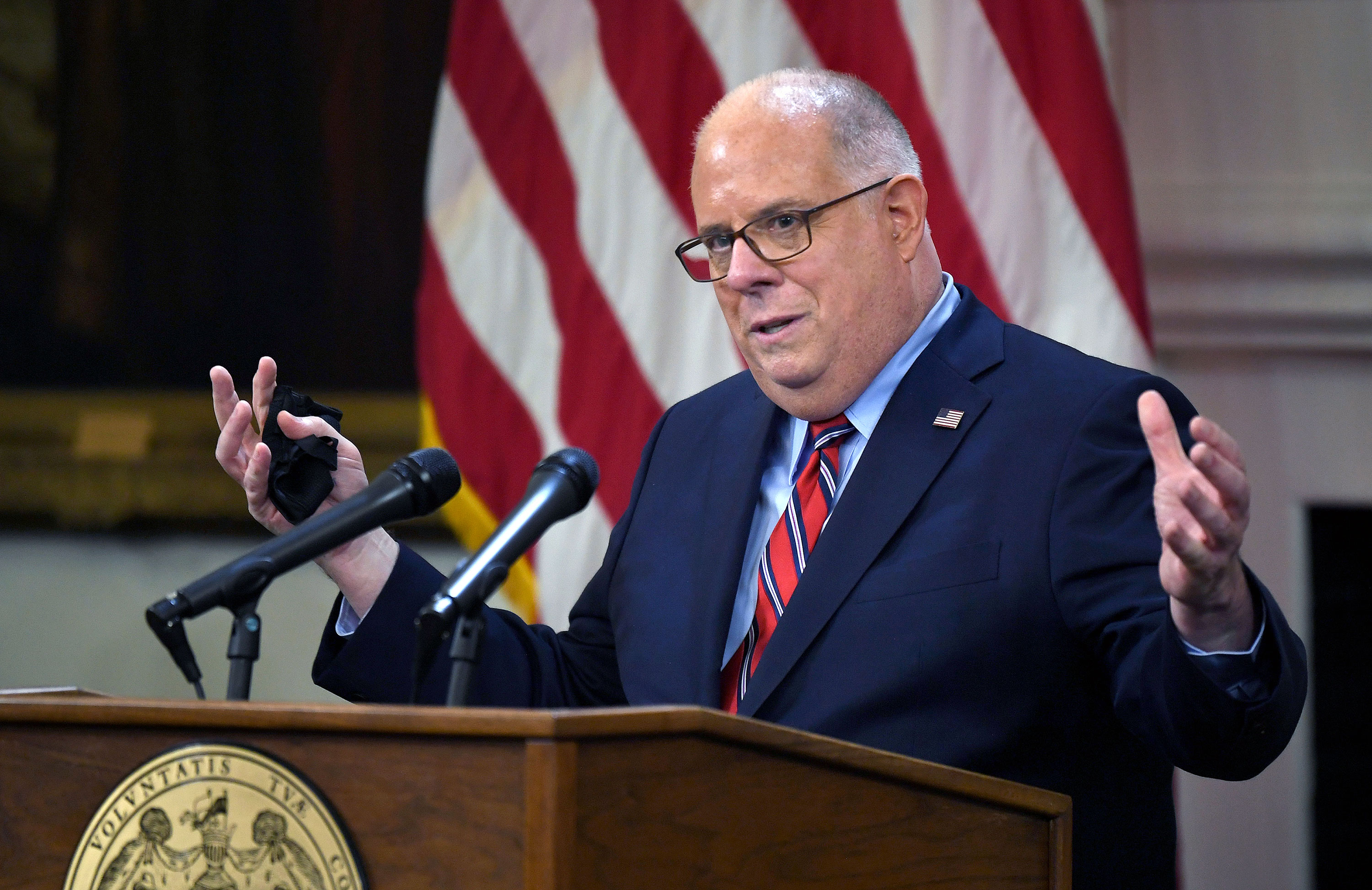 Maryland Gov. Larry Hogan speaks during a press conference on July 22 in Annapolis, Maryland.