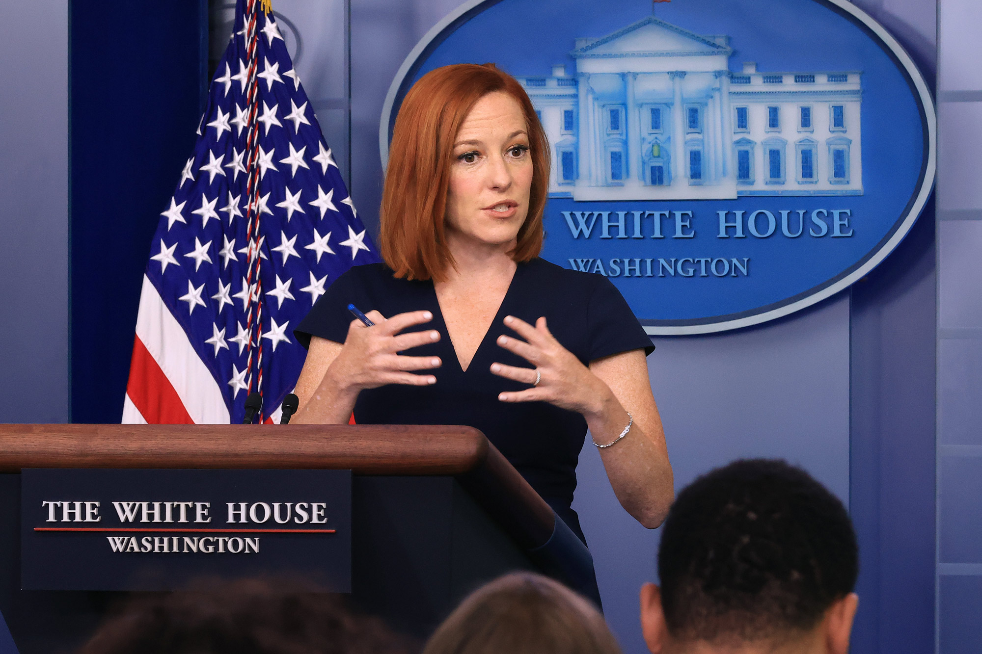 White House Press Secretary Jen Psaki takes quesitons from reporters during the daily news conference in the Brady Press Briefing Room at the White House on June 8 in Washington, DC.