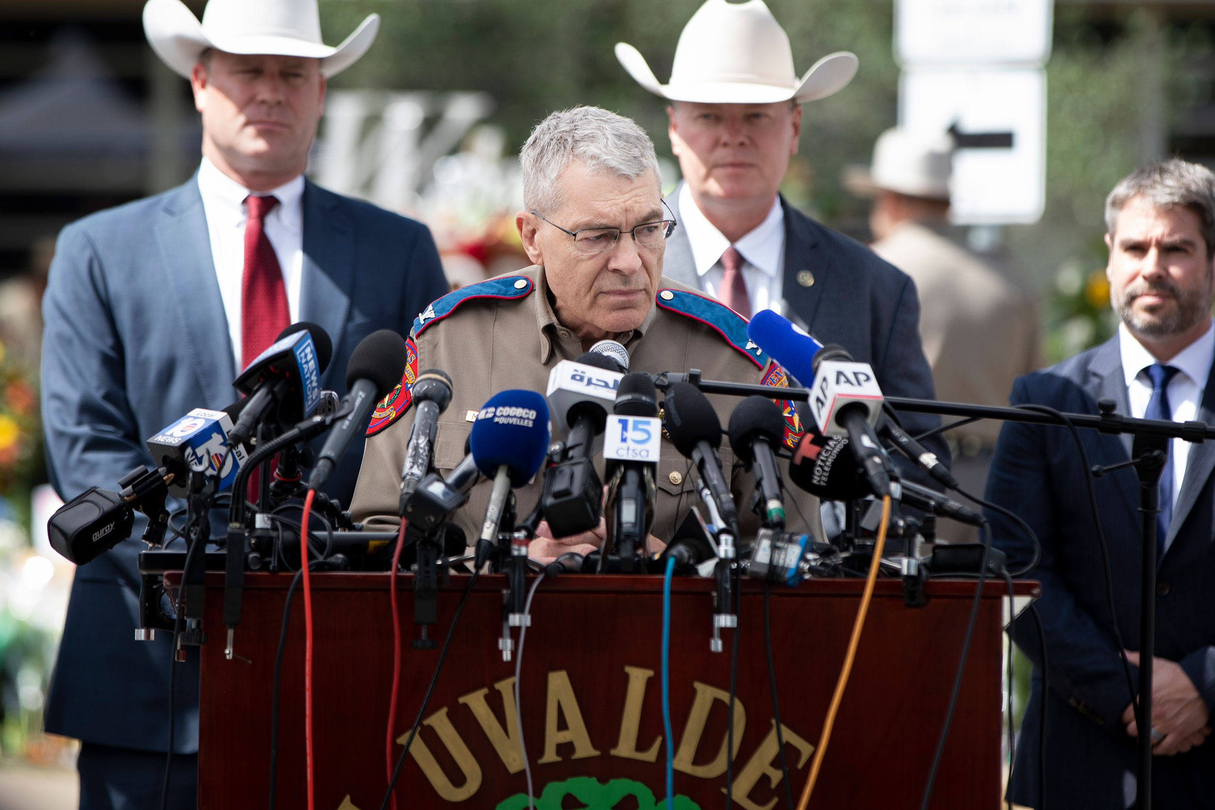 Texas Department of Public Safety Col. Steven McCraw speaks during a press conference on Friday, May 27.