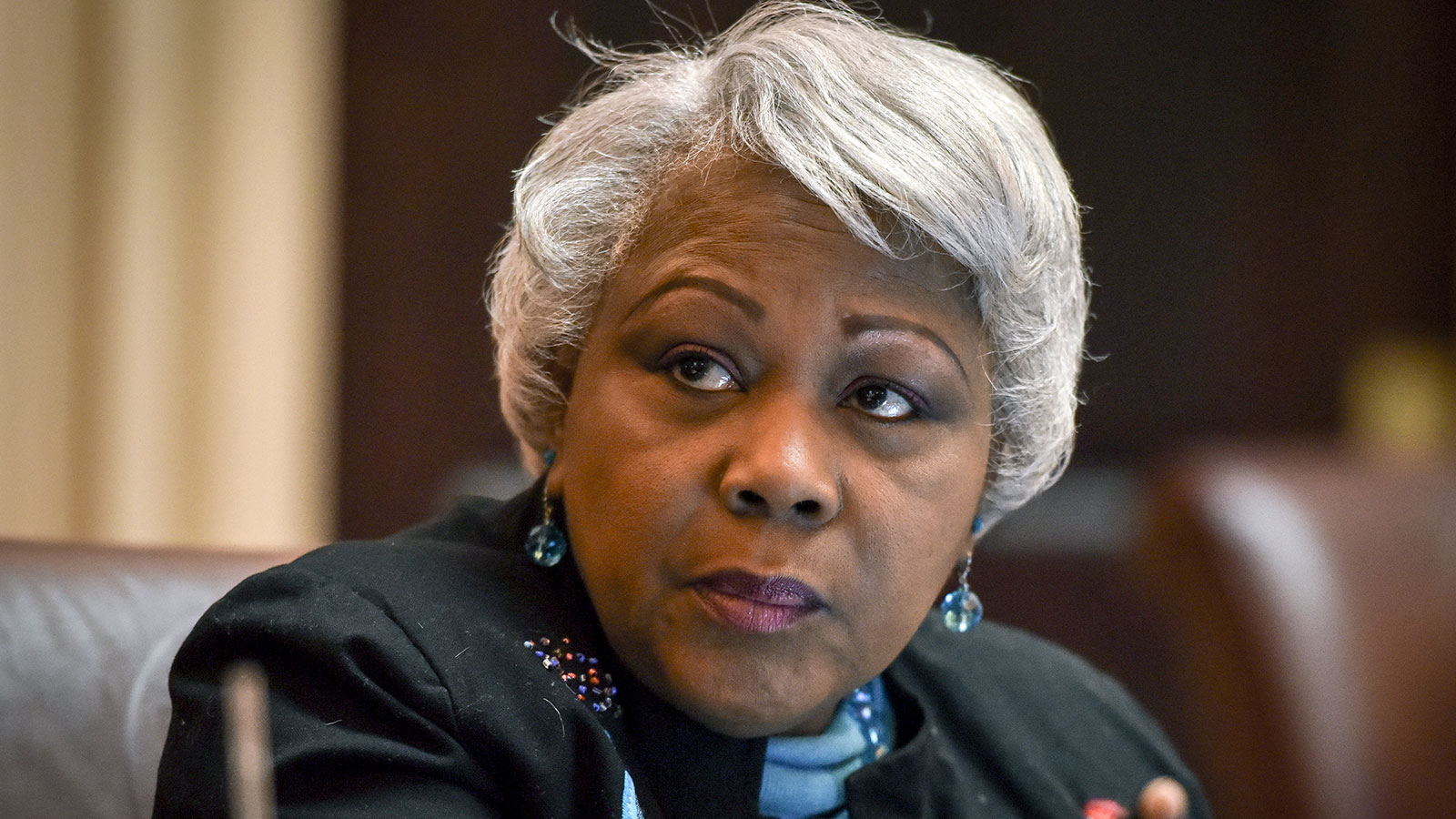Virginia state Senator  L. Louise Lucas works at the statehouse in 2019. 
