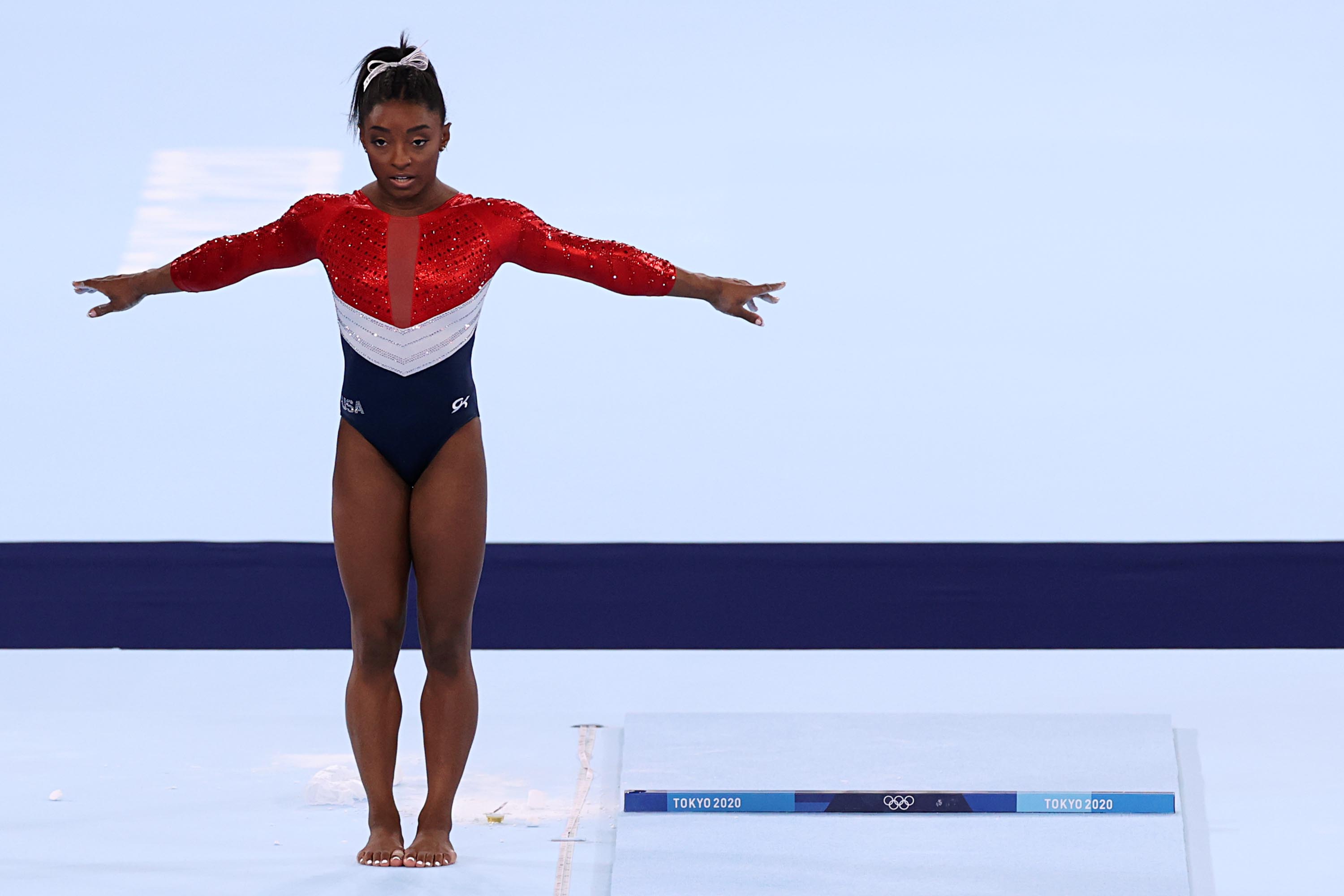 Simone Biles of Team United States competes on vault on July 27.