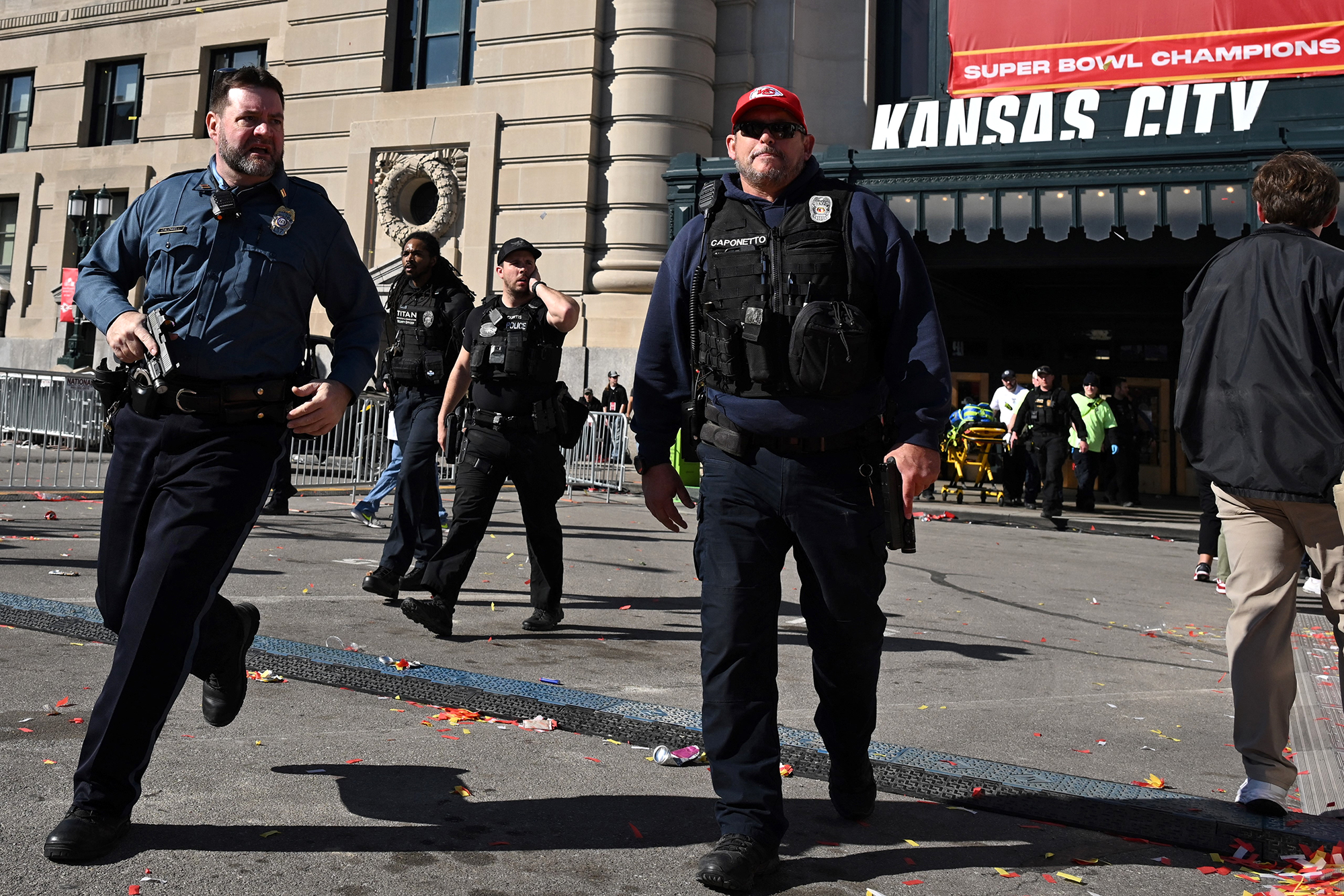 Police respond to the shooting in Kansas City, Missouri, on February 14. 