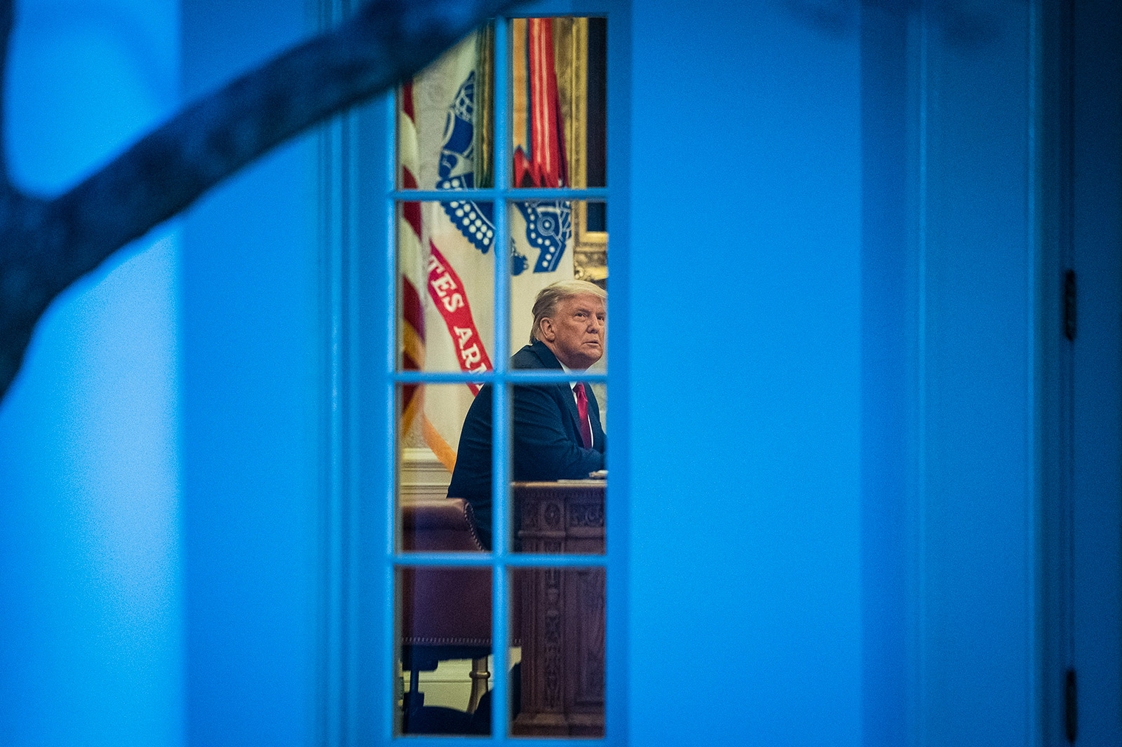 President Trump is seen inside the Oval Office at the White House on November 13.