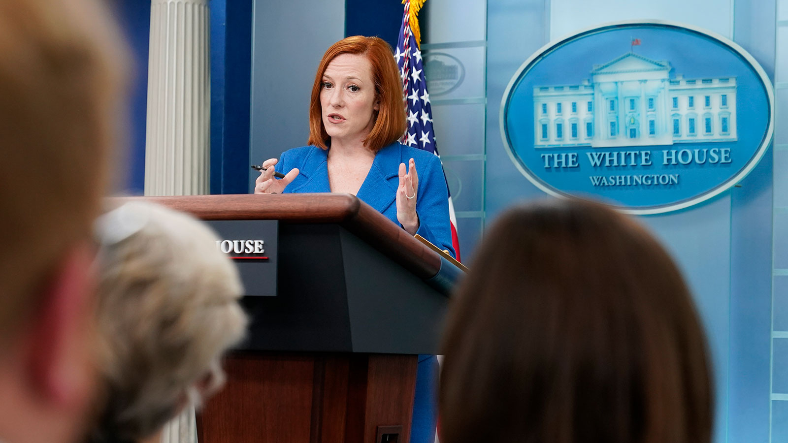 White House press secretary Jen Psaki speaks during a press briefing at the White House on March 18 in Washington, DC. 