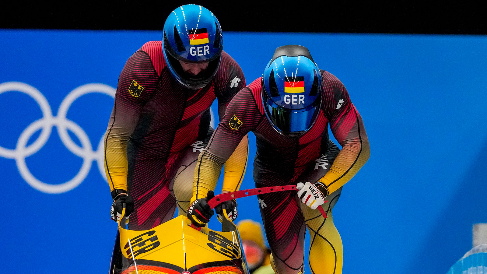 Francesco Friedrich and Thorsten Margis compete in the two-man bobsled on February 15.