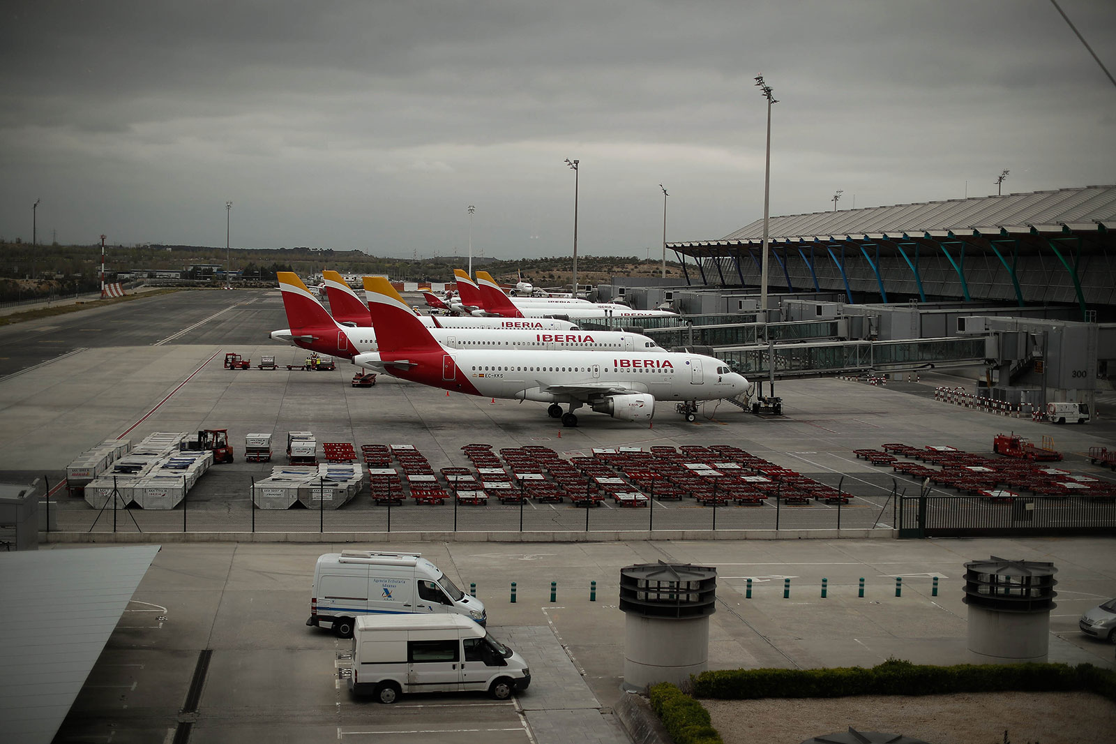 Planes parked at Barajas Airport in Madrid, Spain, on March 20.