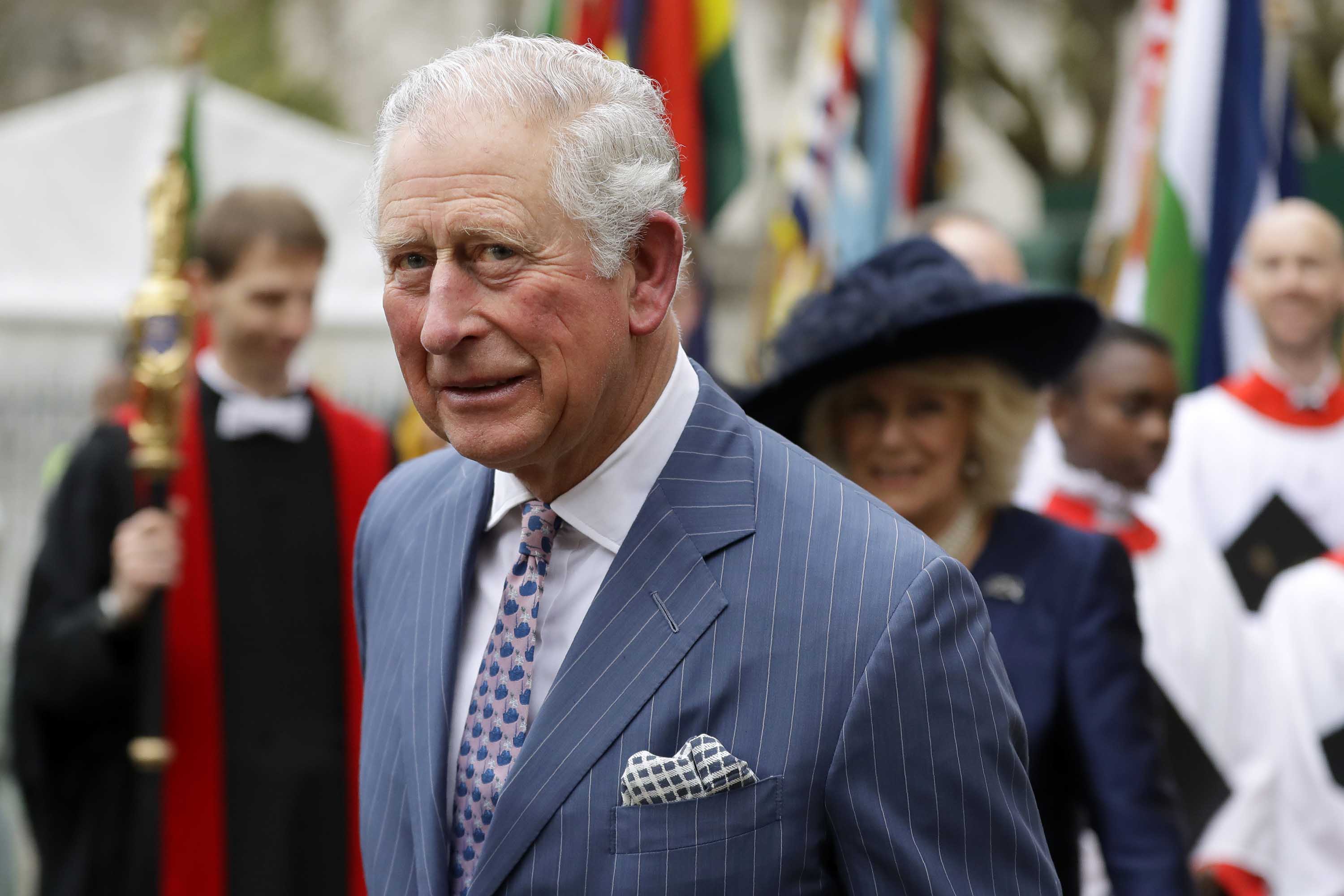 Britain's Prince Charles and Camilla, Duchess of Cornwall, background, leave after attending the annual Commonwealth Day service at Westminster Abbey in London, England, on March 9.