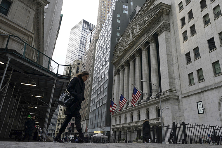 The New York Stock Exchange is seen in New York, on Thursday, February 24.