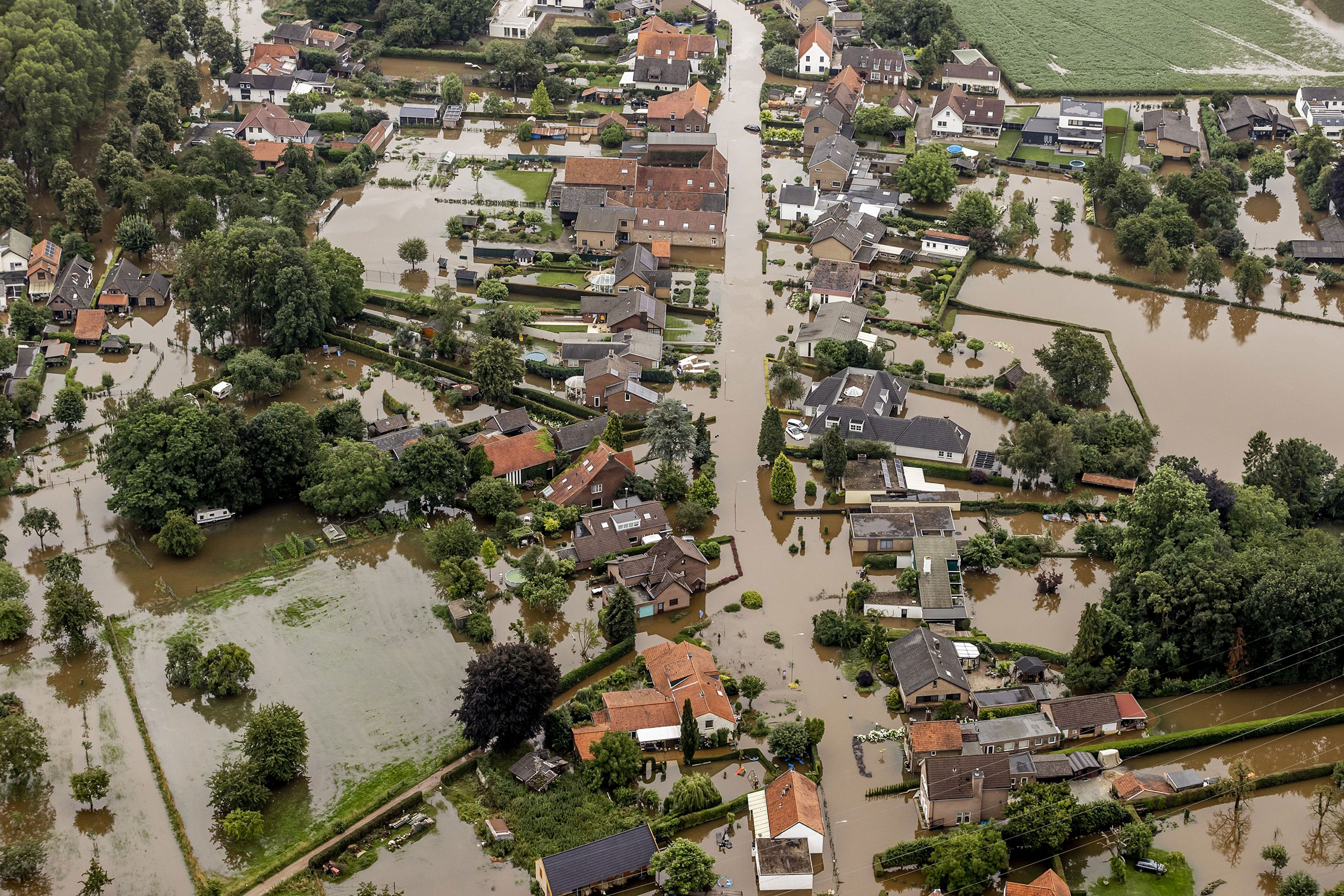 A residential area is flooded in Brommelen, Netherlands, on July 16. 