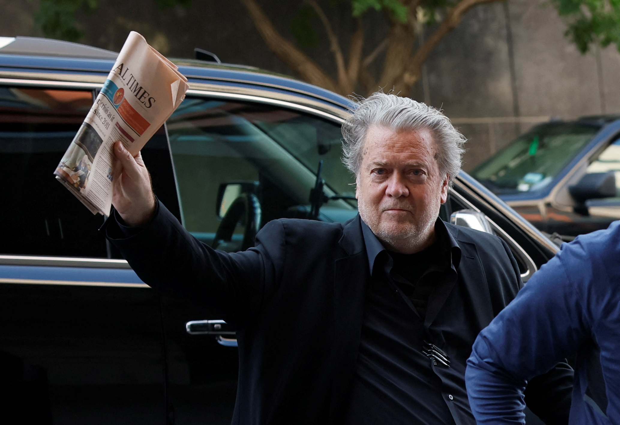 Steve Bannon arrives at the US District Court in Washington, DC, on Friday.