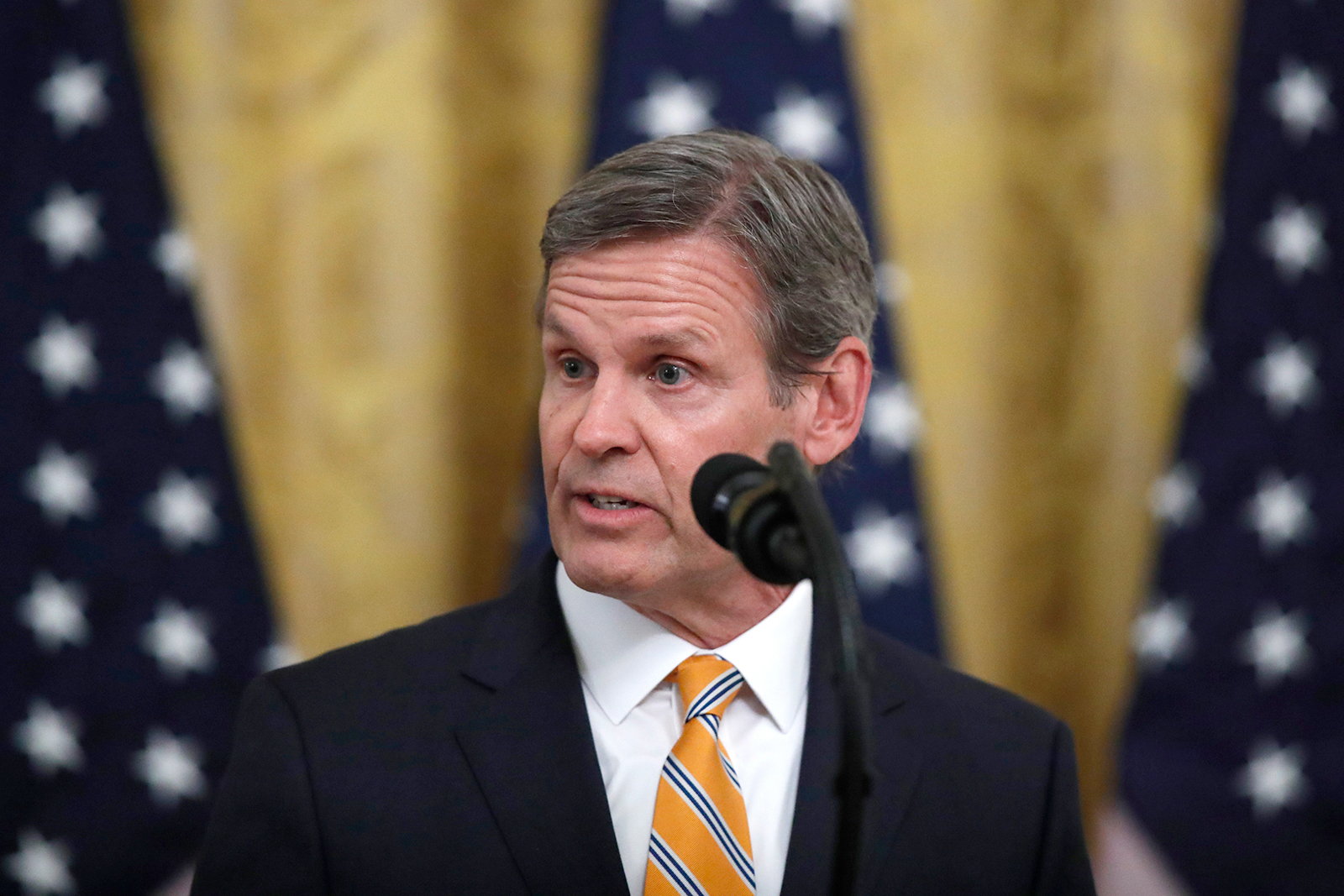 Tennessee Gov. Bill Lee speaks in the East Room of the White House in Washington DC on April 30.