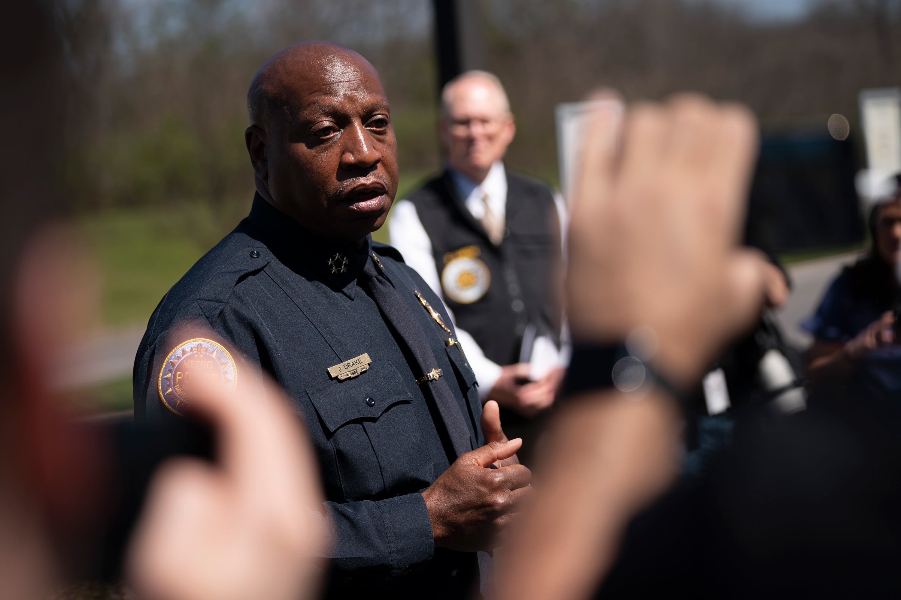 Metro Nashville Police Chief John Drake speaks to the media on Monday, in Nashville, Tennessee. 