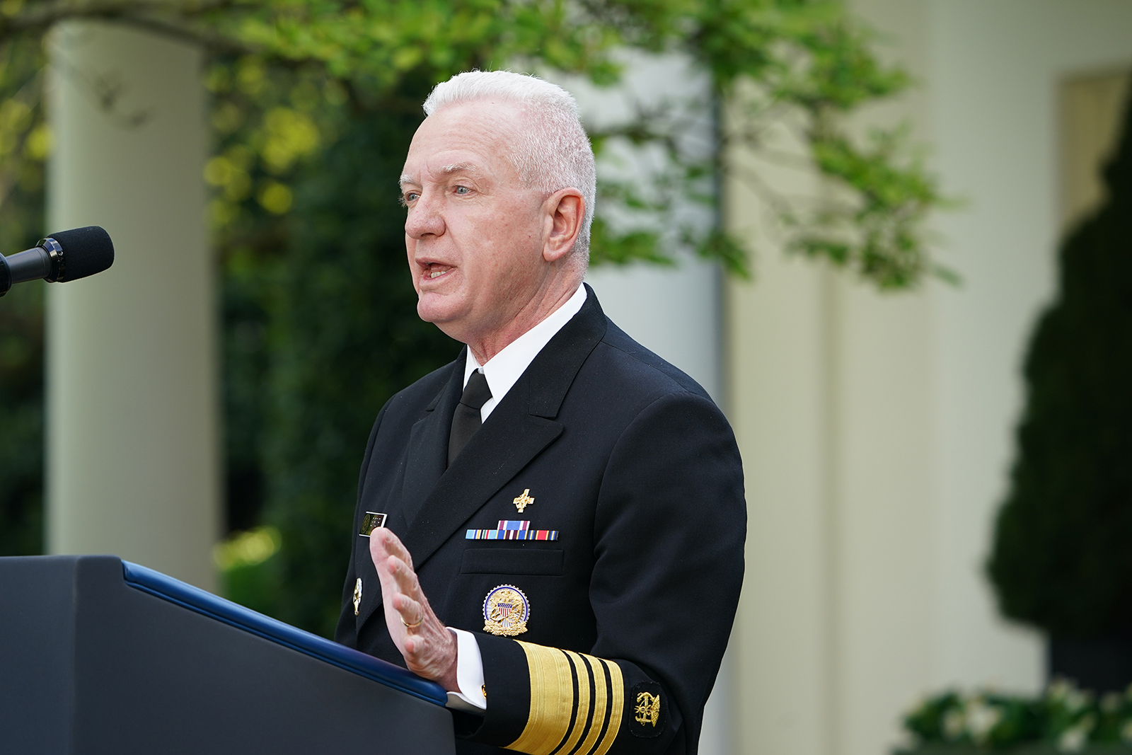 Assistant Secretary for Health admiral Brett Giroir speaks during a news conference on Covid-19, in the Rose Garden of the White House in Washington, DC on April 27.