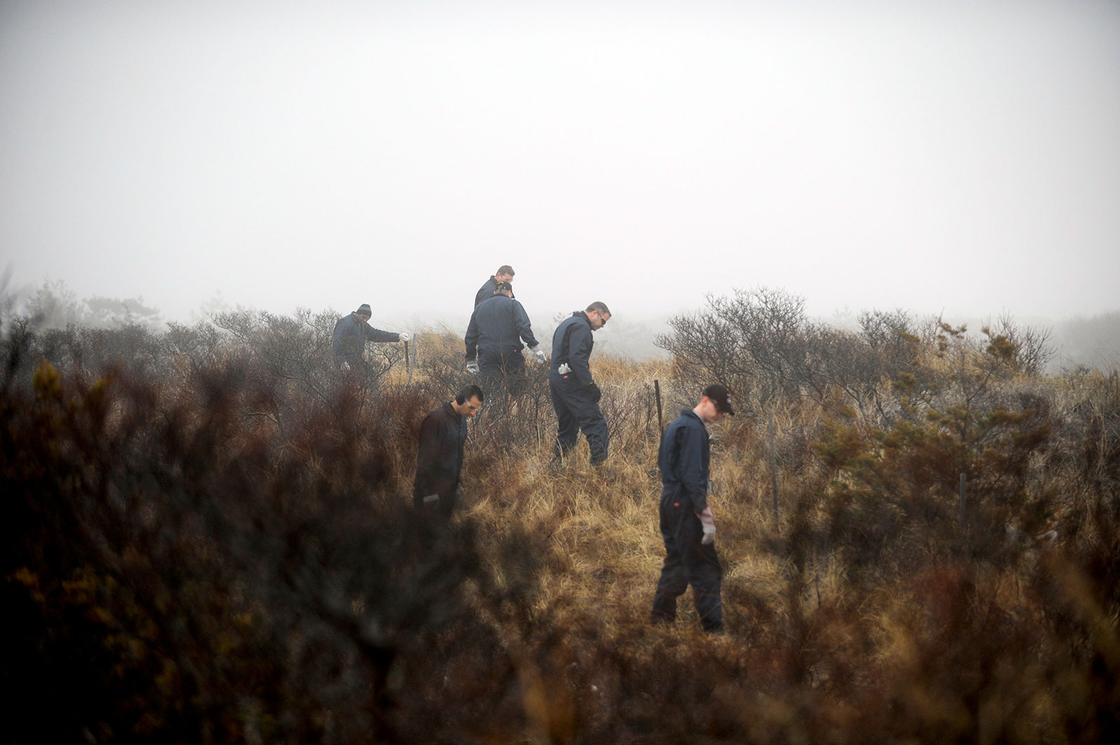 Police investigators search for human remains near Long Island's shoreline near Gilgo Beach in April 2011. 