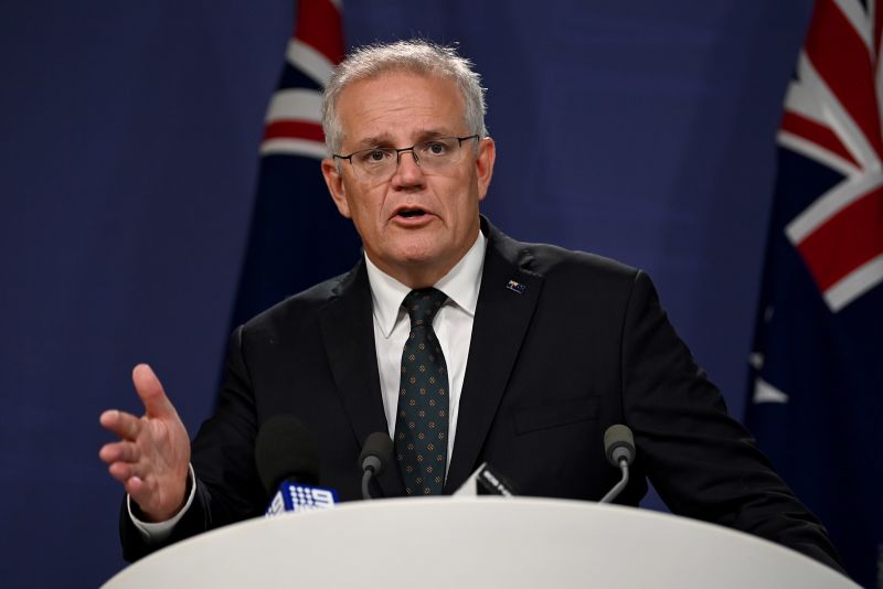 Australian Prime Minister Scott Morrison speaks at a news conference in Sydney on Wednesday.