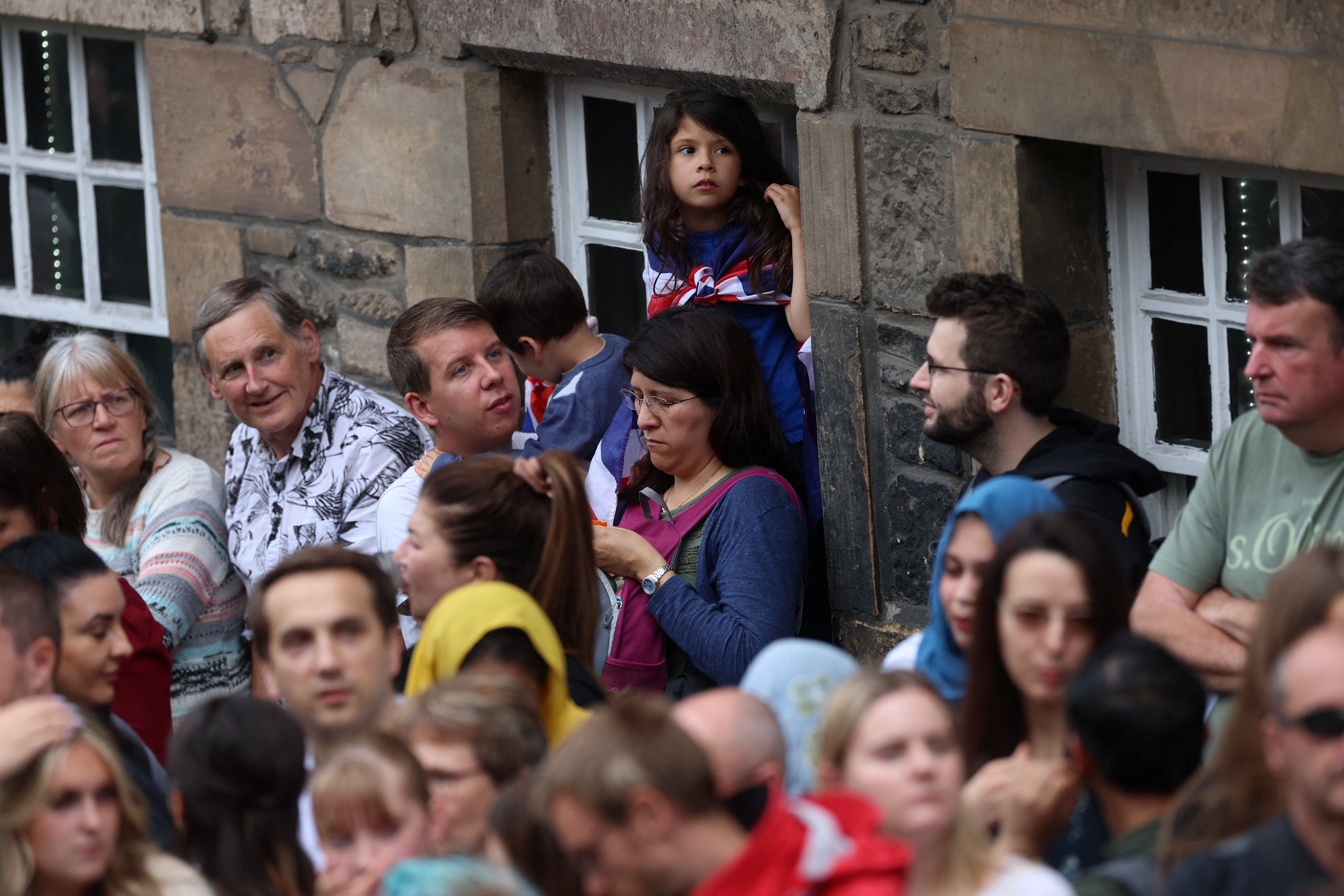 Edinburgh's famous Royal Mile was packed with people waiting to catch a glimpse on Sunday.