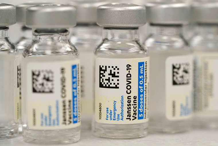 Vials of the Johnson & Johnson COVID-19 vaccine at a hospital in Bay Shore, N.Y., on March 3, 2021.