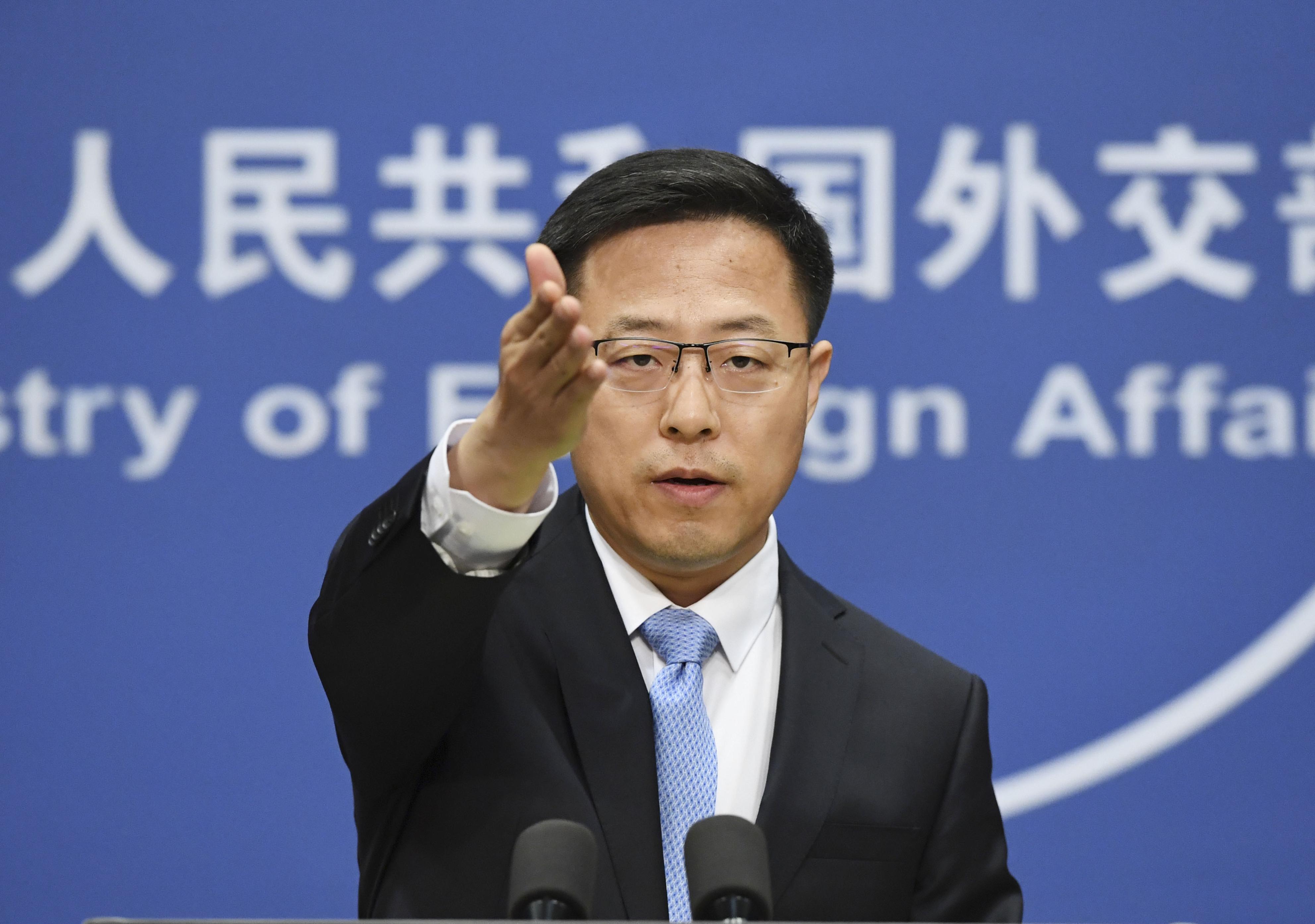 China's Foreign Ministry spokesman Zhao Lijian speaks in Beijing on May 12.